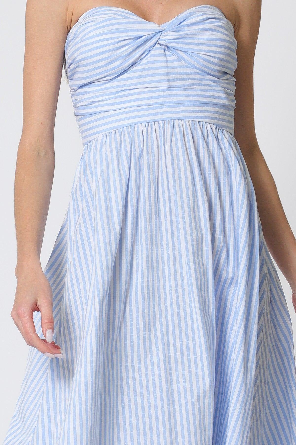 Nautical Strapless Midi Dress Product Image