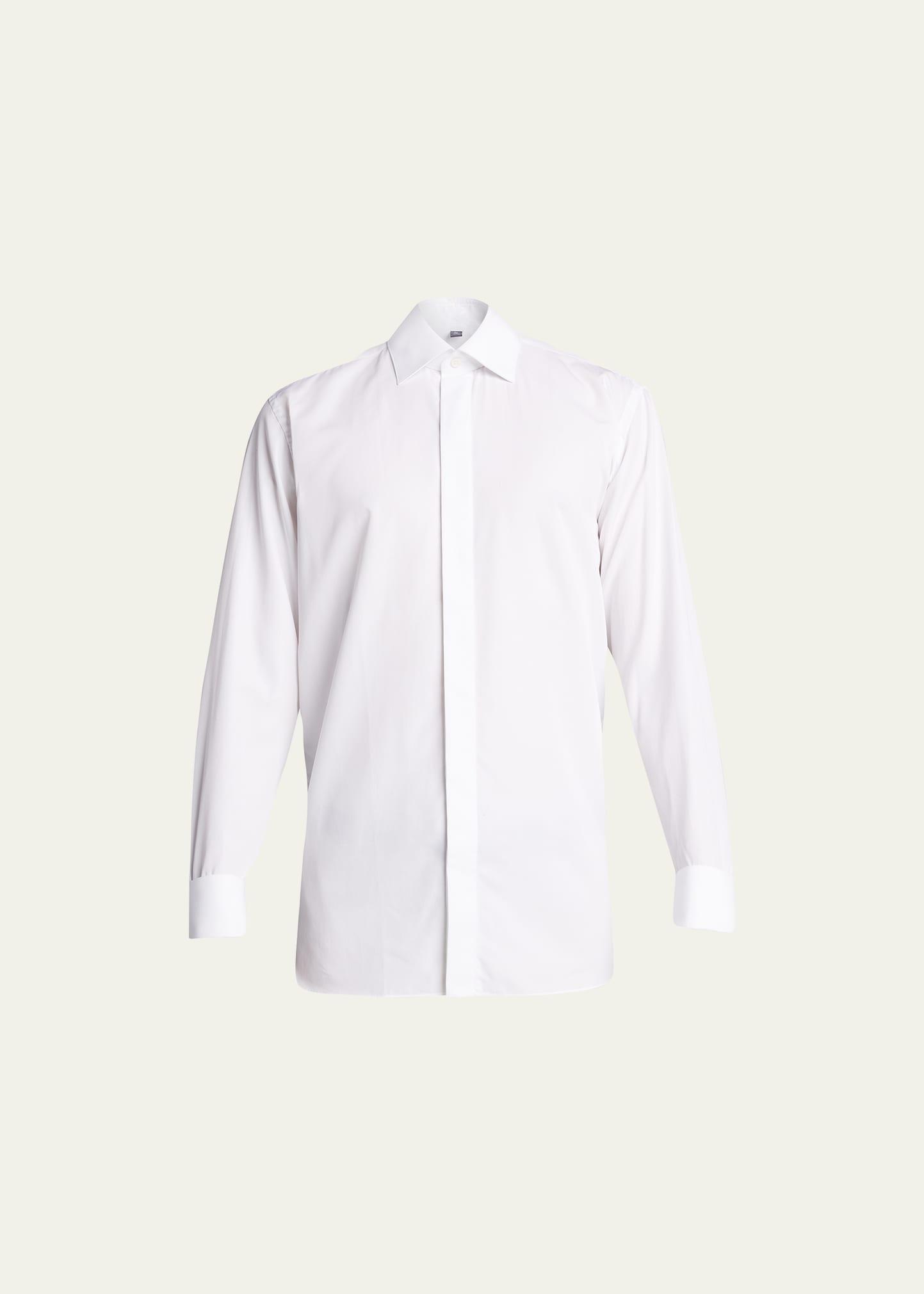 Mens Formal Twill Fly-Front Dress Shirt Product Image