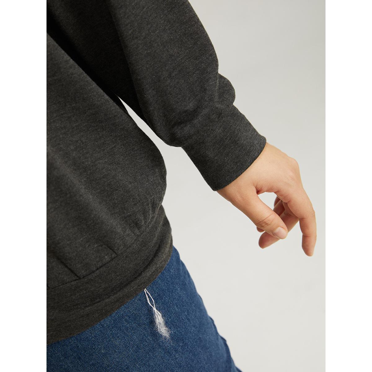 Plus Size Moon and Star Print Crew Neck Elastic Cuffs Sweatshirt Women Gray Casual Elastic cuffs Dailywear Sweatshirts BloomChic 26/4X Product Image