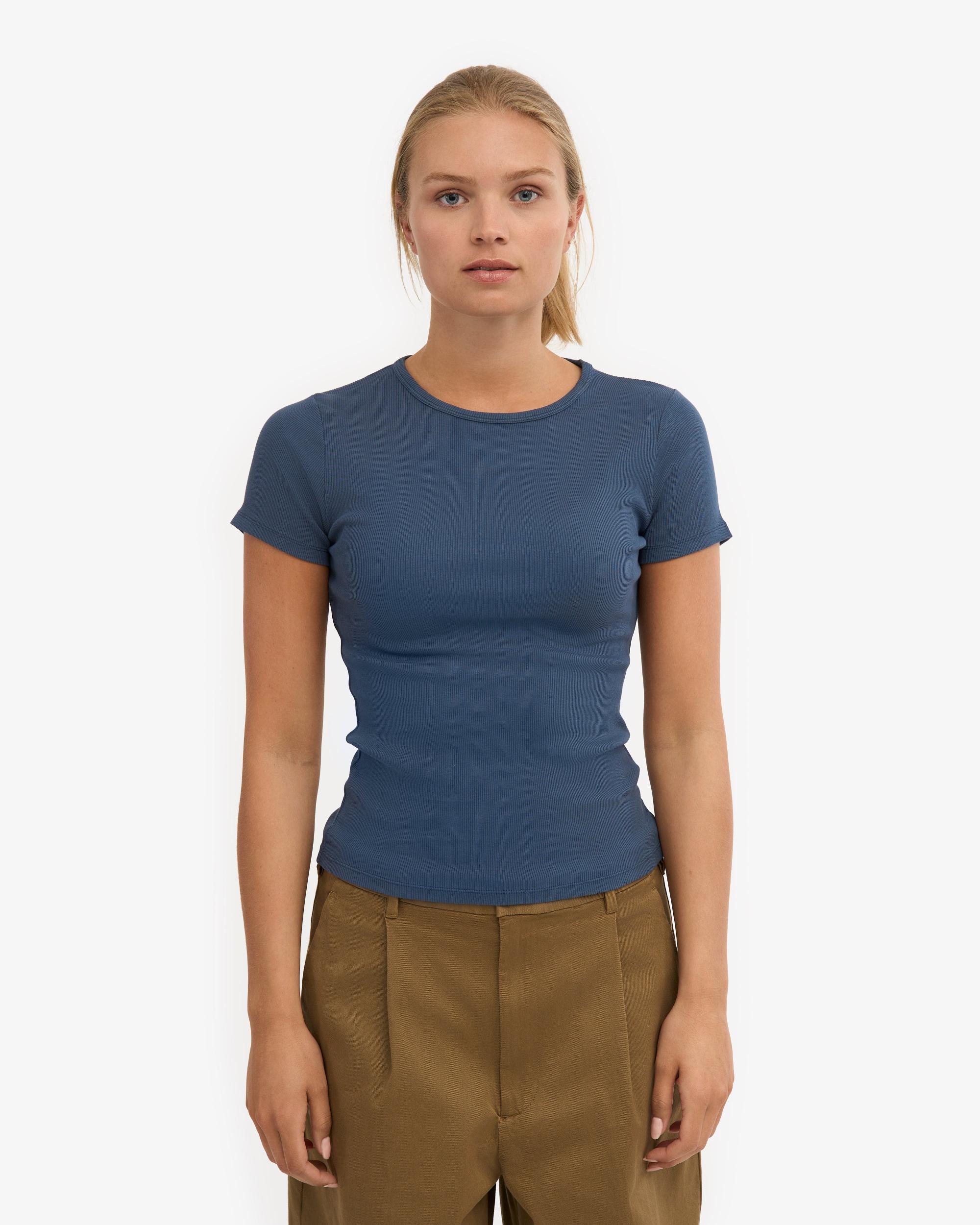 Organic Rib T-Shirt - Petrol Blue Product Image