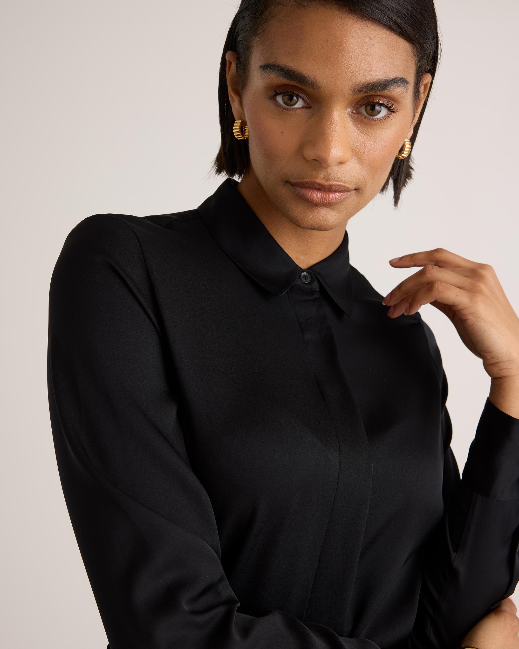 Quince | Women's 100% Washable Silk Stretch Shirt Dress Size XS Product Image