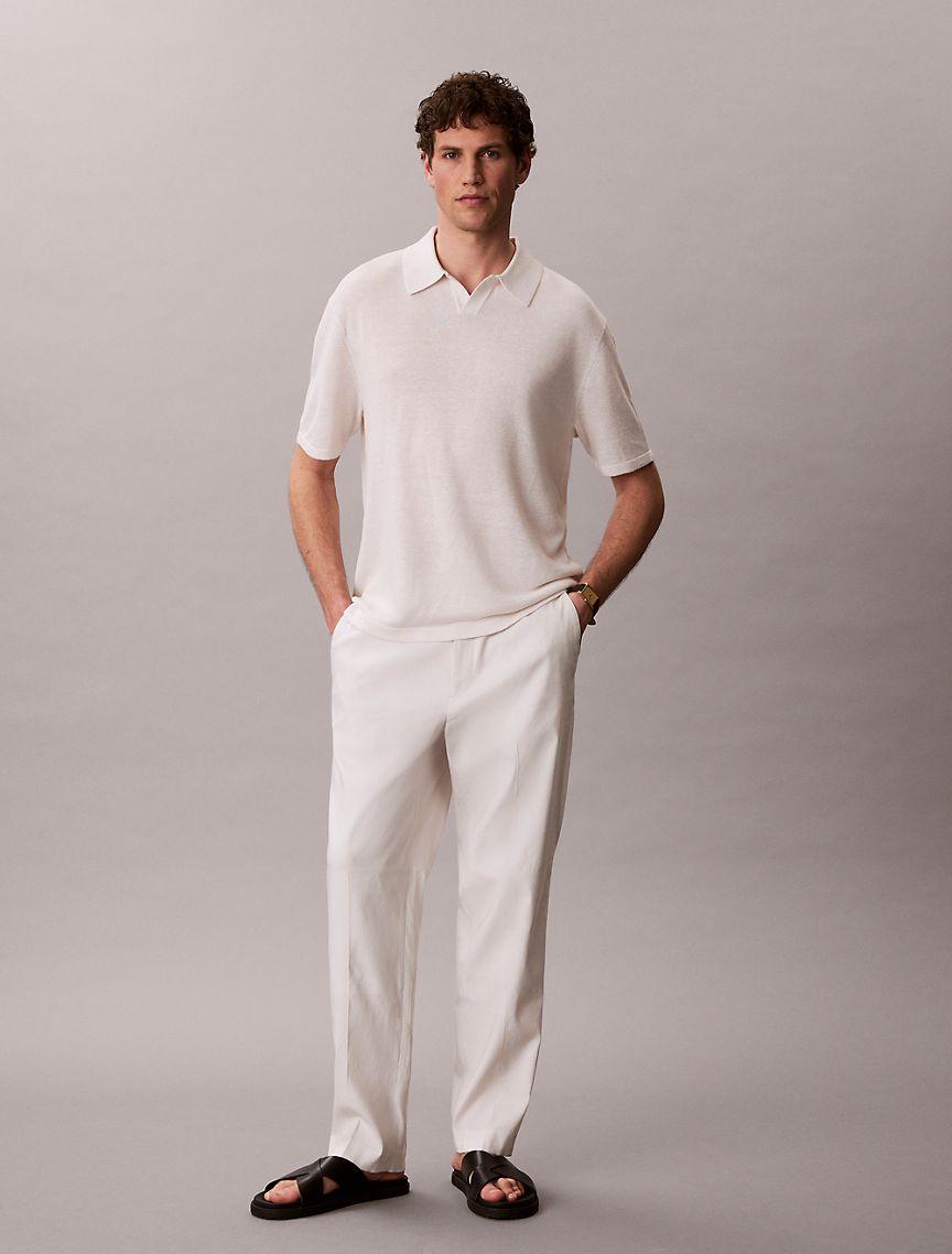 Linen Blend Polo Sweater Product Image