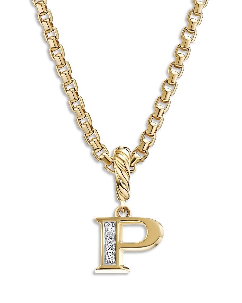 Womens Pav Initial Pendant in 18K Yellow Gold Product Image