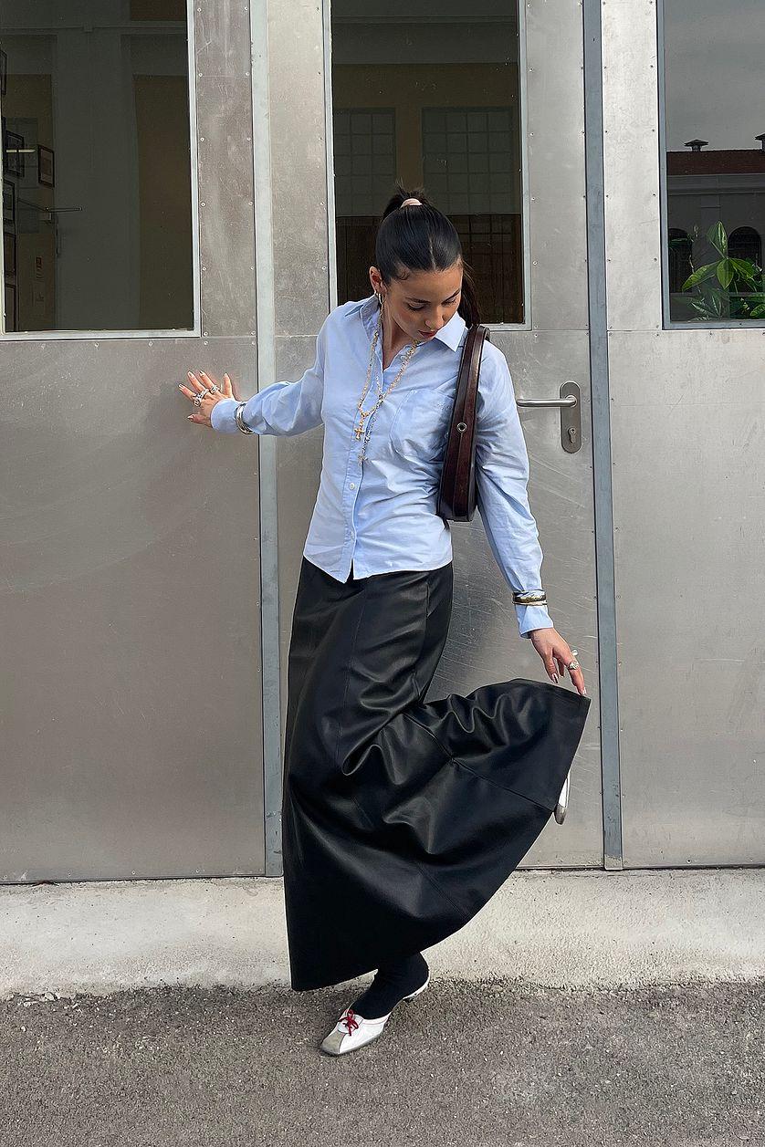 PU Flowy Midi Skirt Product Image