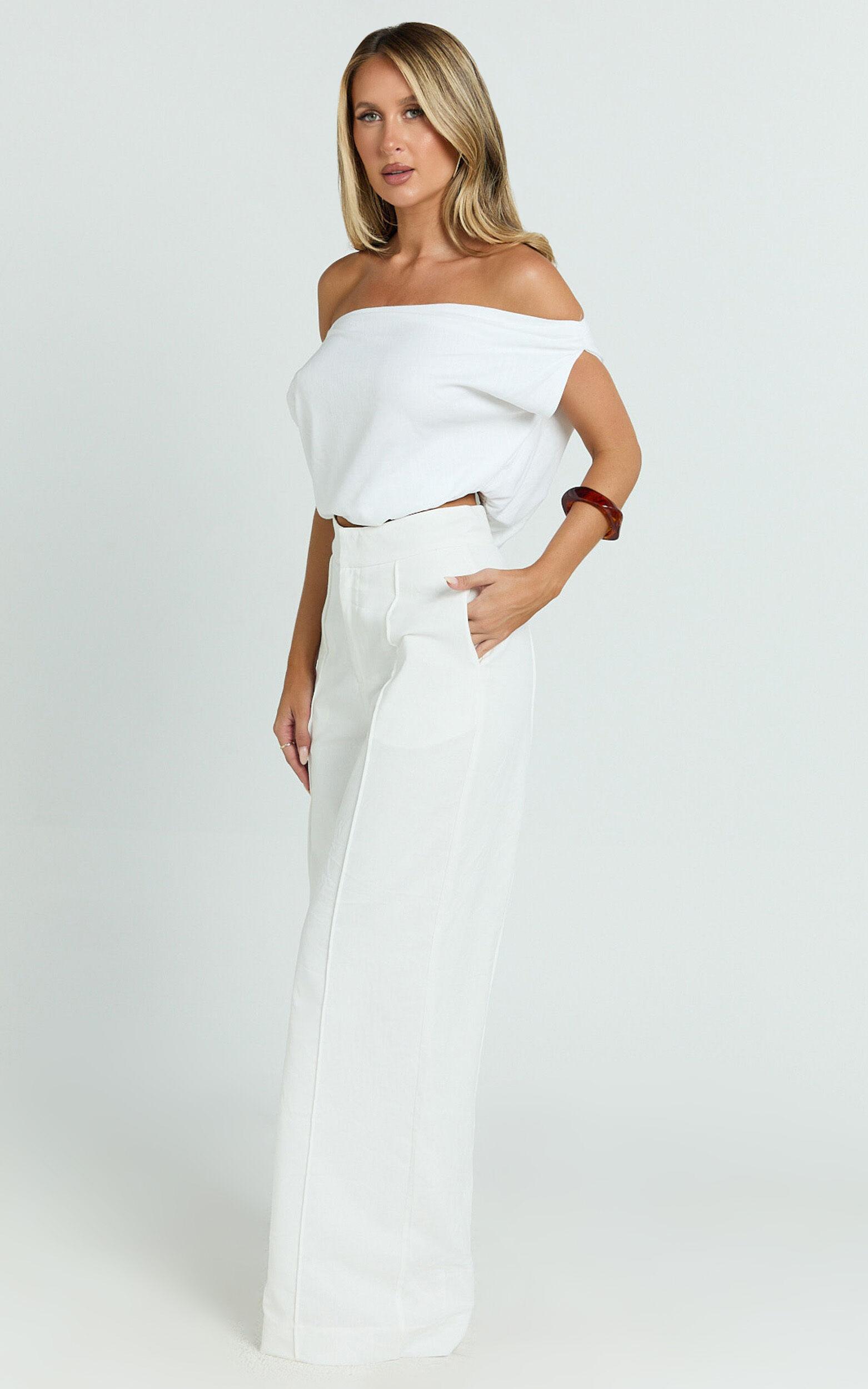 Juniper Pants - Linen Wide Leg Pants in White Product Image