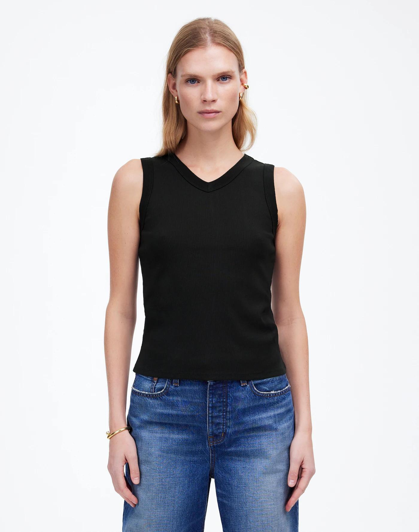 (Re)generative Cotton Ribbed High V-Neck Tank Product Image