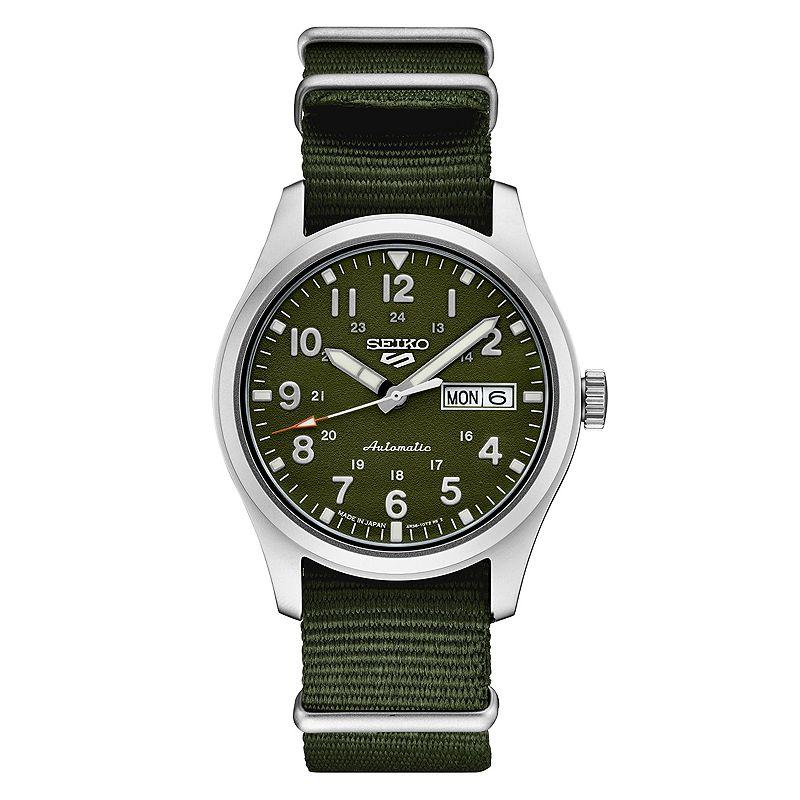 Seiko Men's 5 Sports Stainless Steel Green Dial Watch - SRPG33,  Product Image