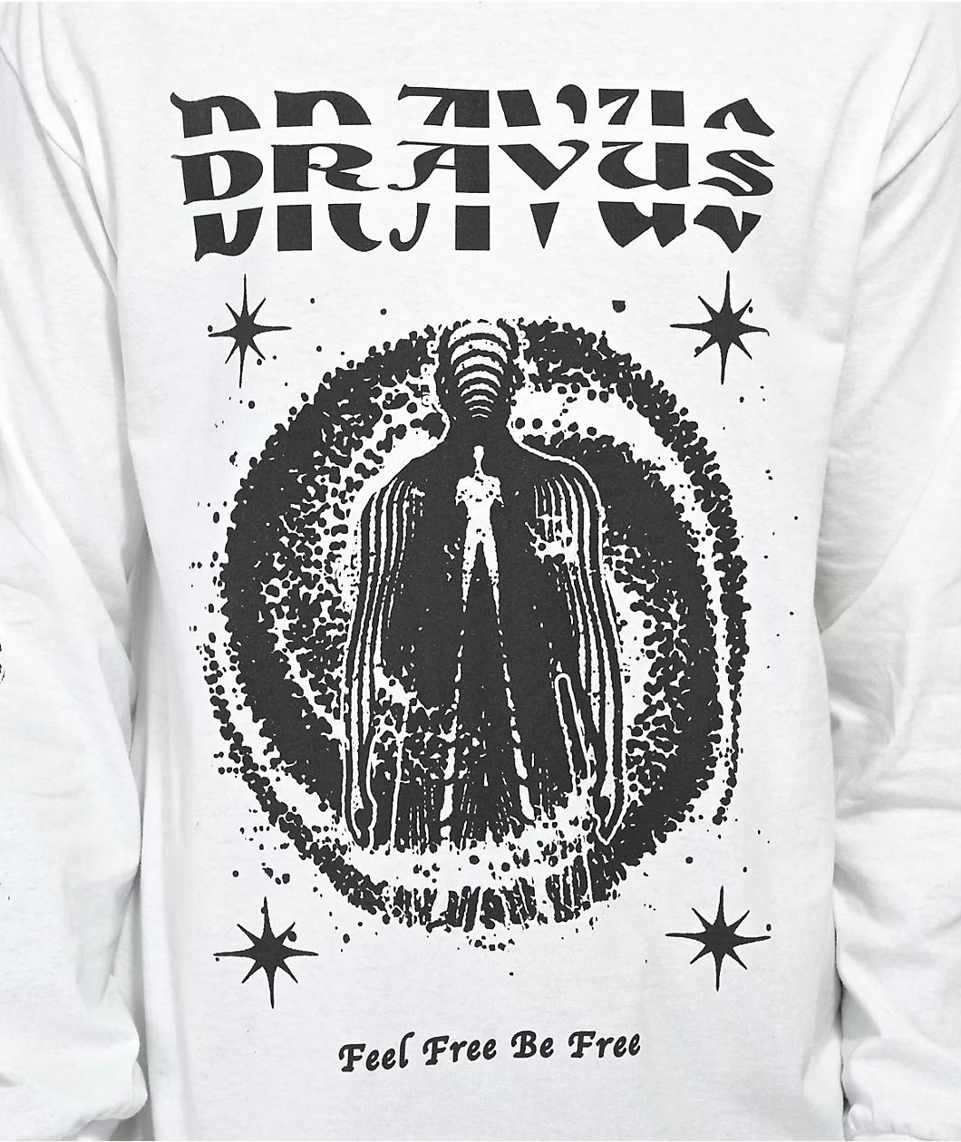 Dravus Feel Free Be Free White Long Sleeve T-Shirt Product Image