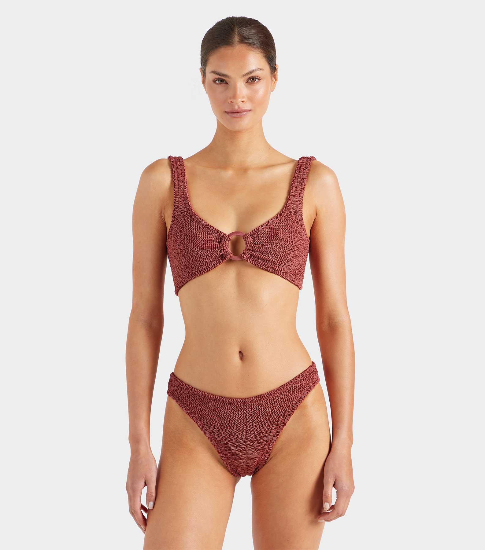 Julia Bikini With Tonal Hoops - Metallic Rosewood Product Image