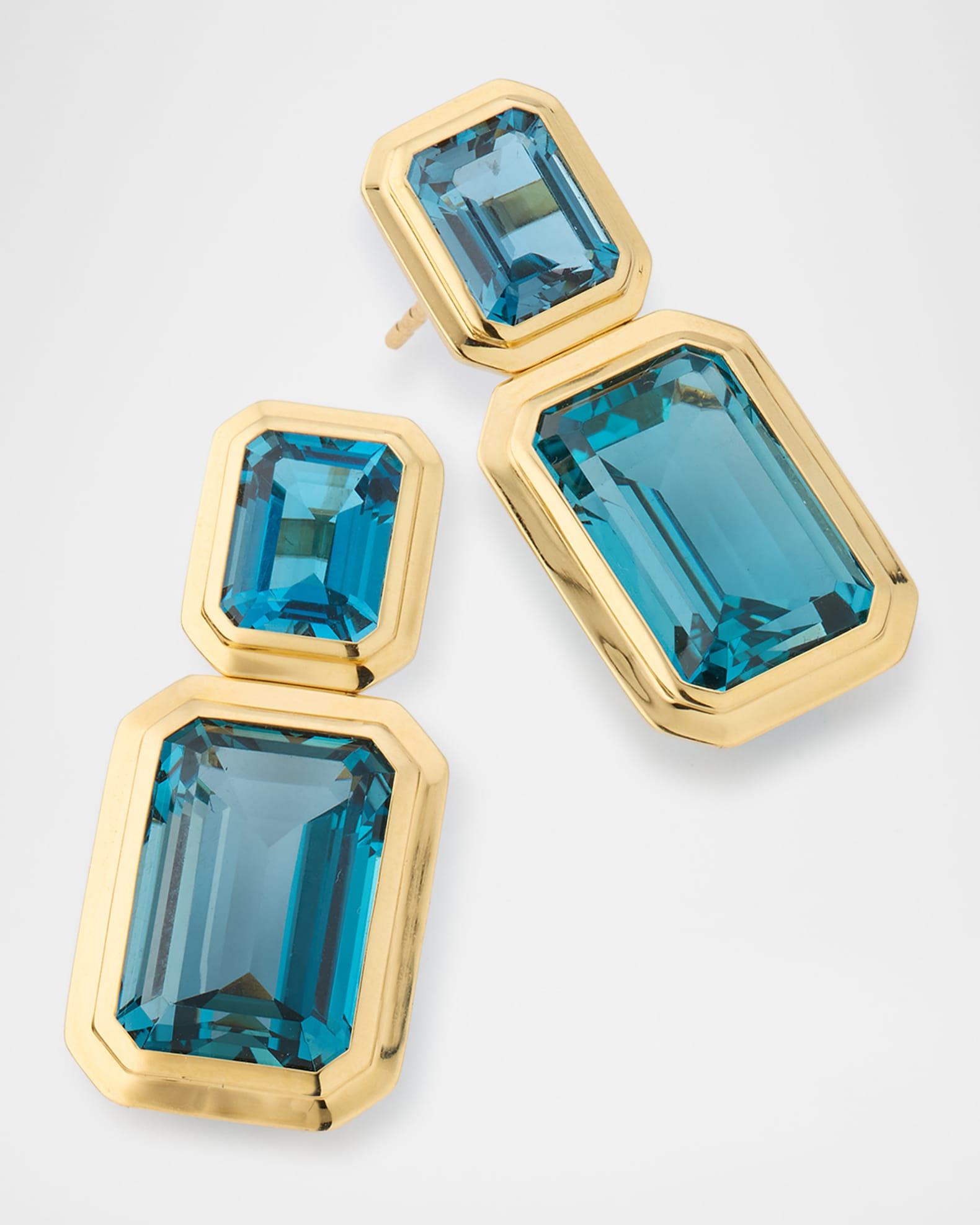 18K Yellow Gold London Blue Topaz Dangle Earrings Product Image