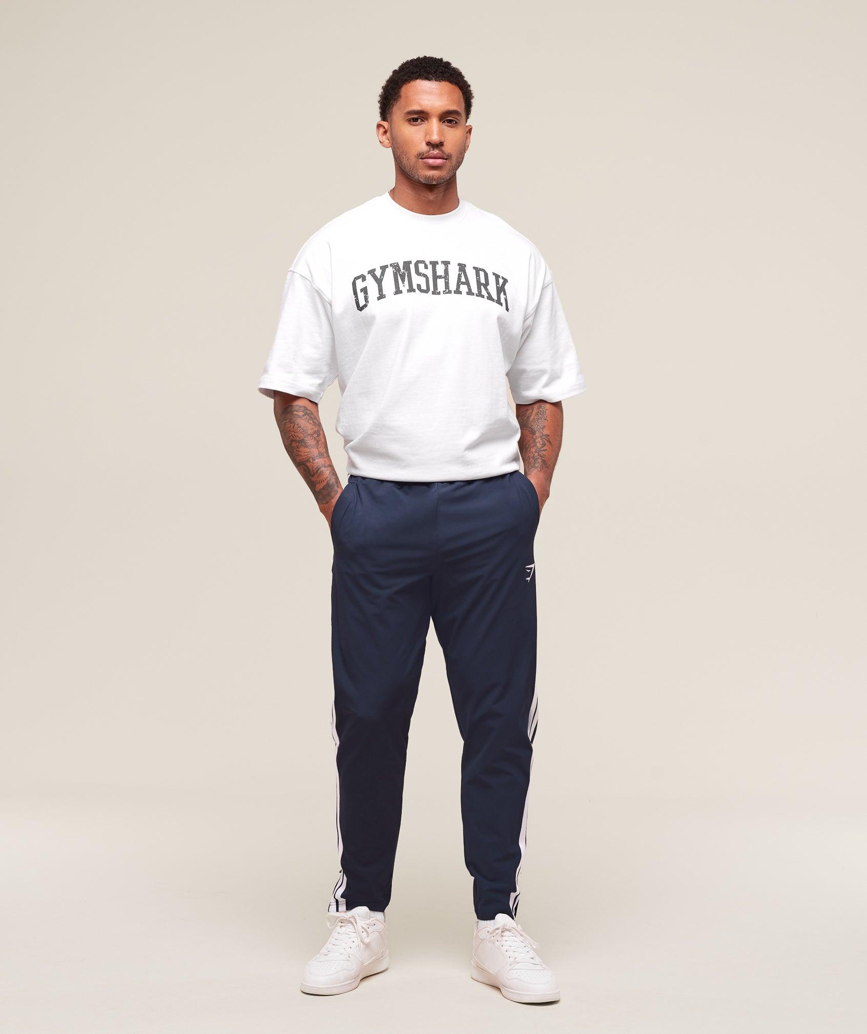 Gymshark Retro Side Stripe Joggers - Heavy Blue Male Product Image