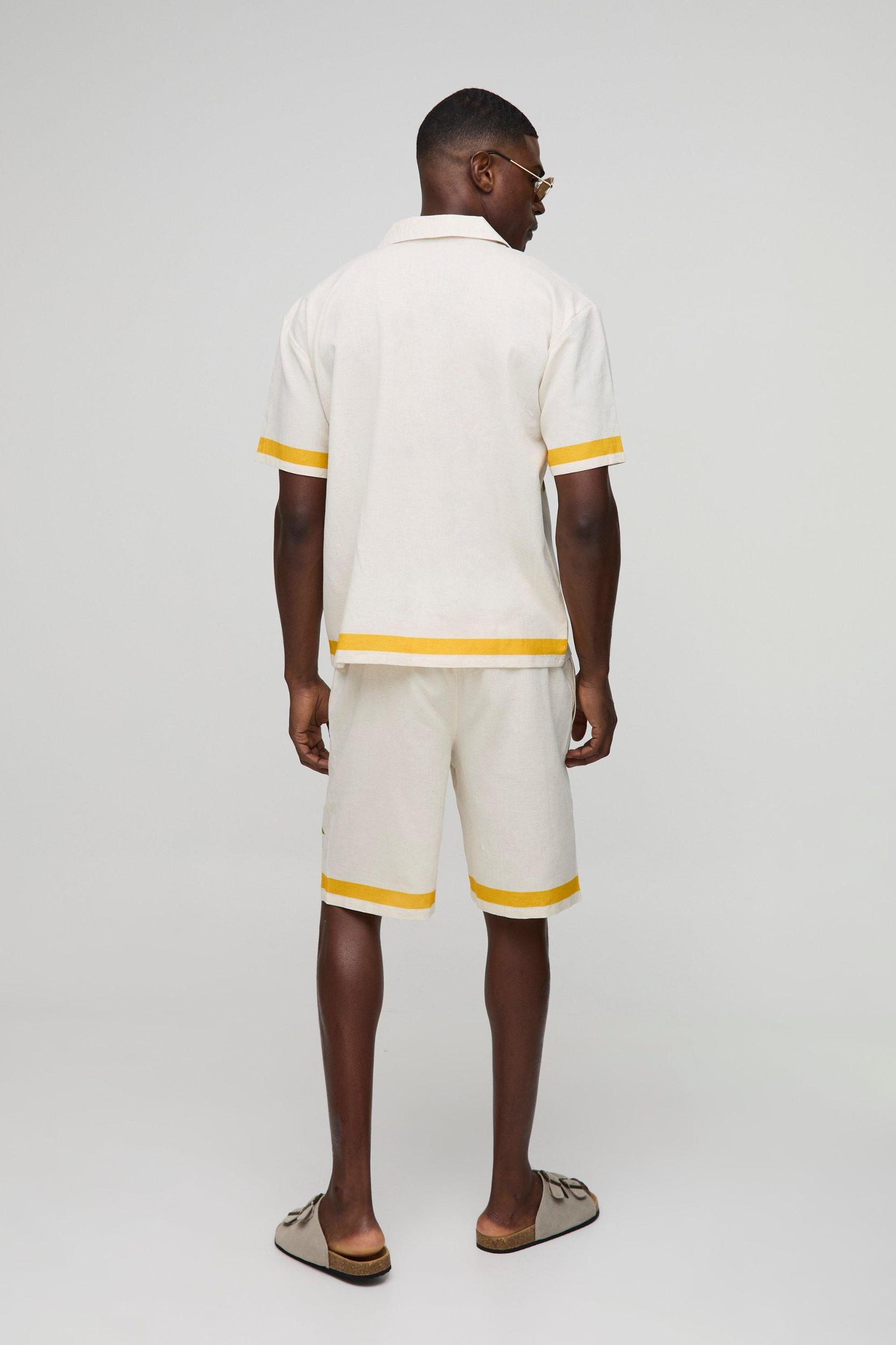 Oversized Paradise Linen Blend Shirt & Short Set | boohooMAN USA Product Image