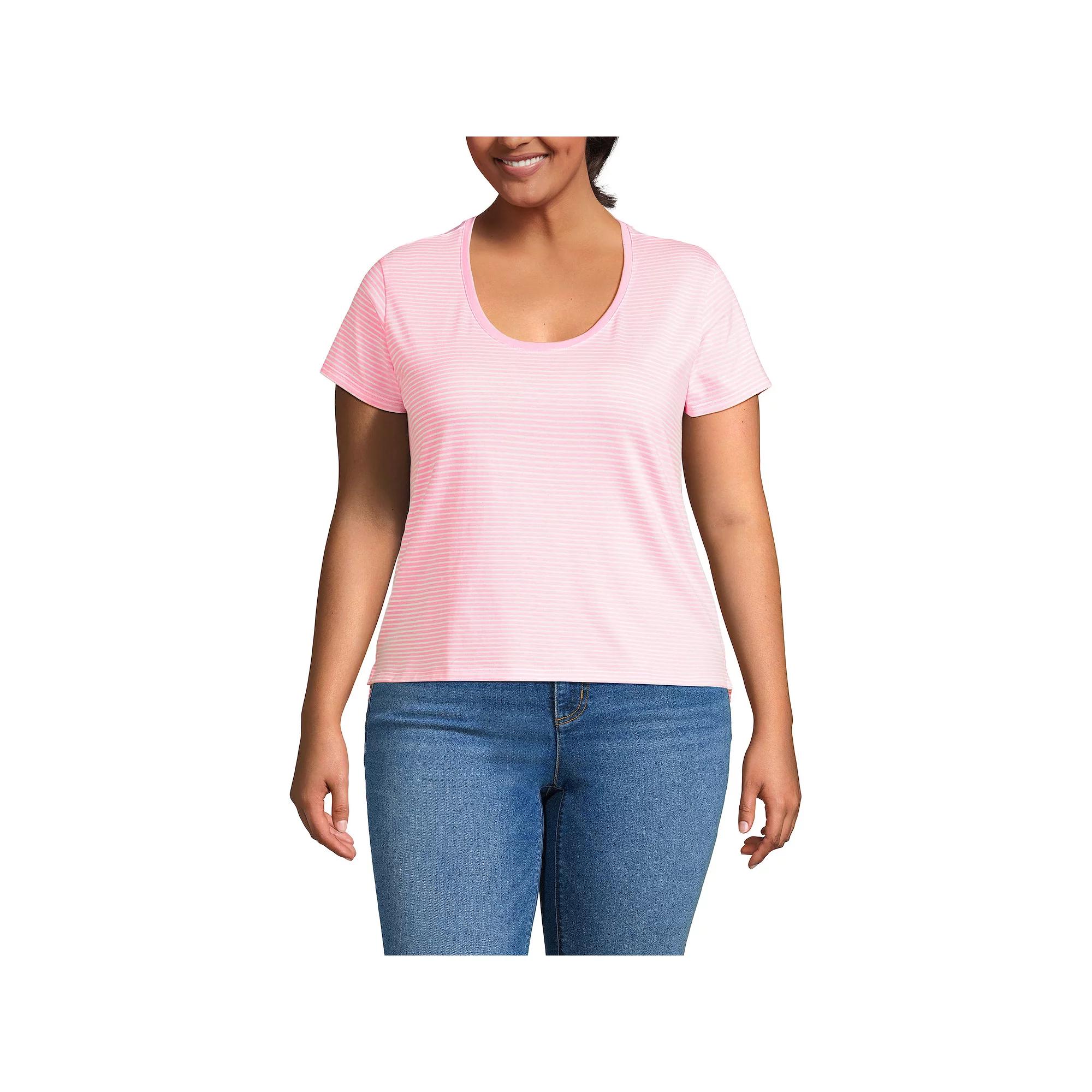 Plus Size Lands' End Short Sleeve Scoopneck T-Shirt, Women's, Size: 1XL, White Product Image