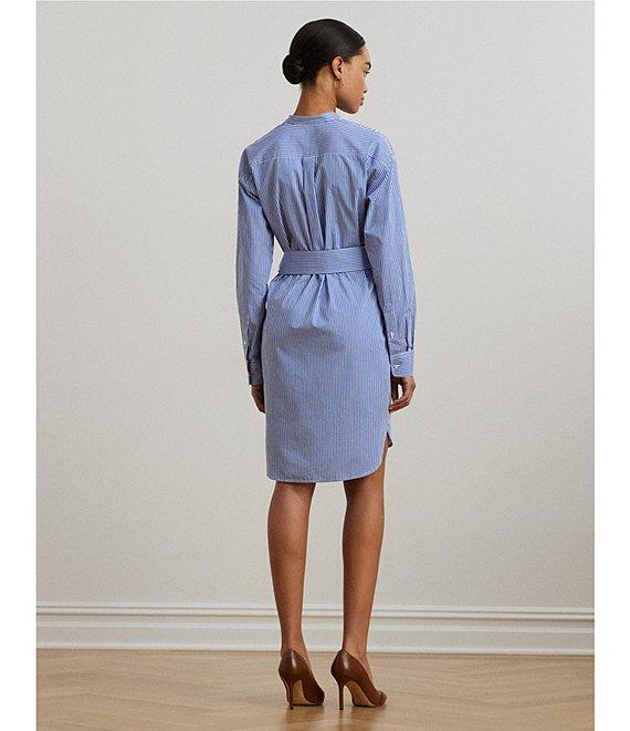 Lauren Ralph Lauren Broadcloth Striped Belted Shirt Dress Product Image