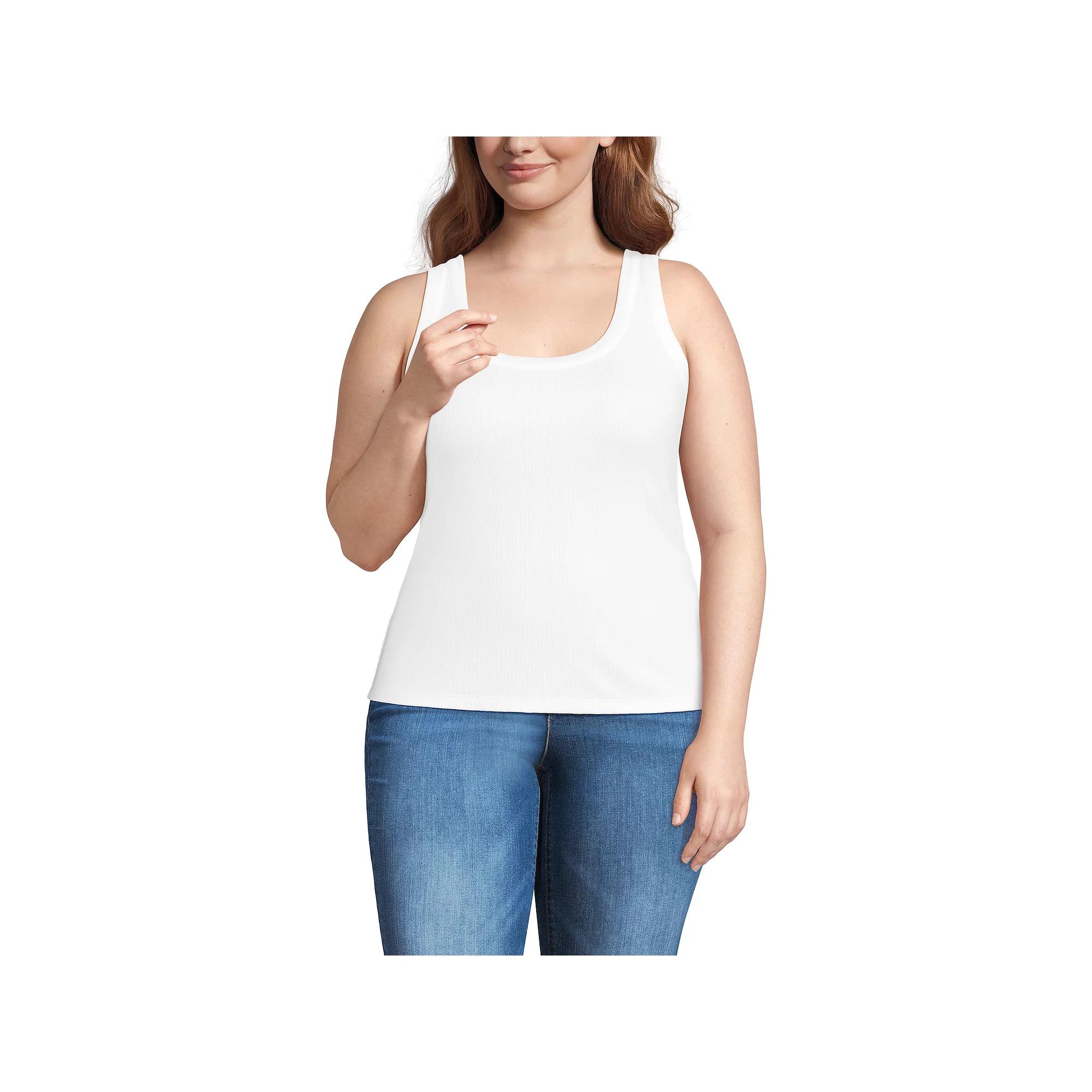 Plus Size Lands' End Drapey Rib Fitted Tank Top, Women's, Size: 1XL, Light Purple Product Image