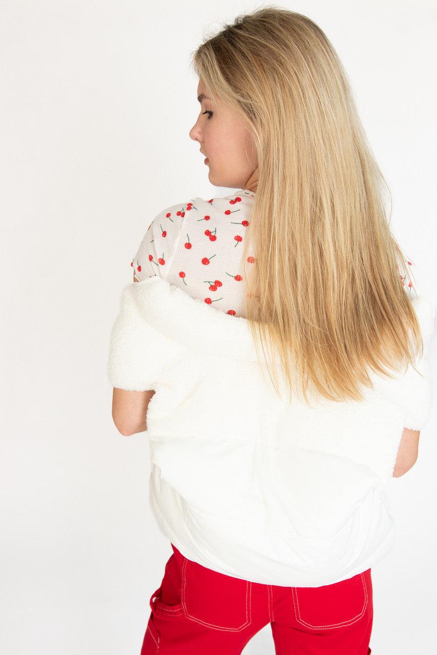 White Sherpa Yoke Puffer Vest Product Image