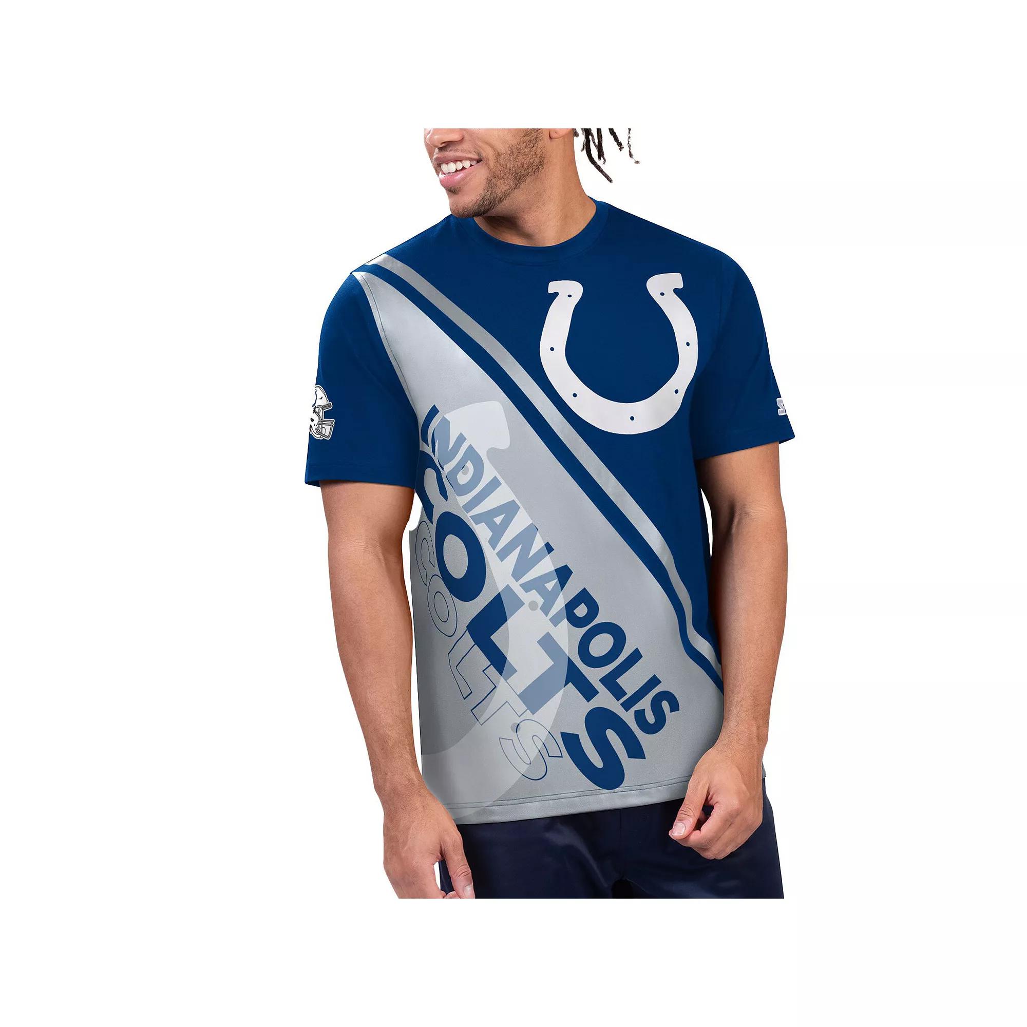 Men's Starter Royal/White Indianapolis Colts Finish Line Extreme Graphic T-Shirt,  Product Image
