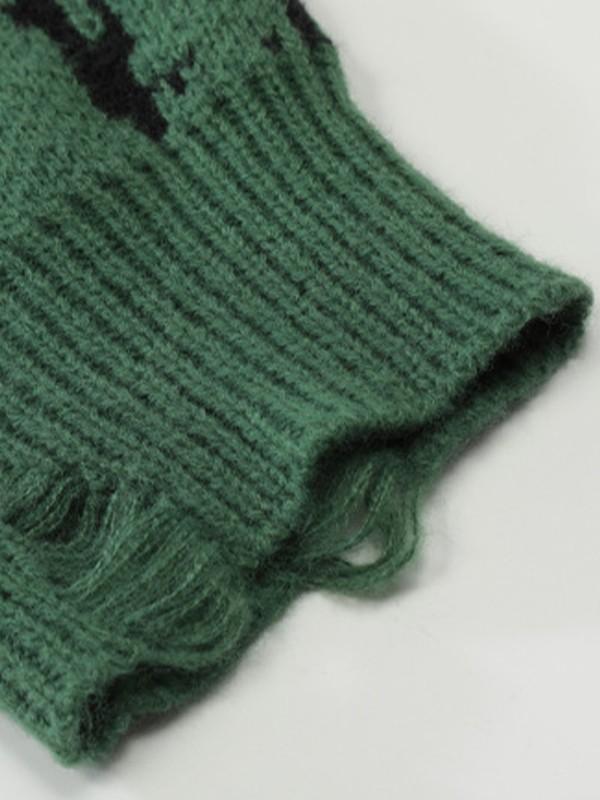 Men's Jacquard Distressed Pullover Sweater Product Image