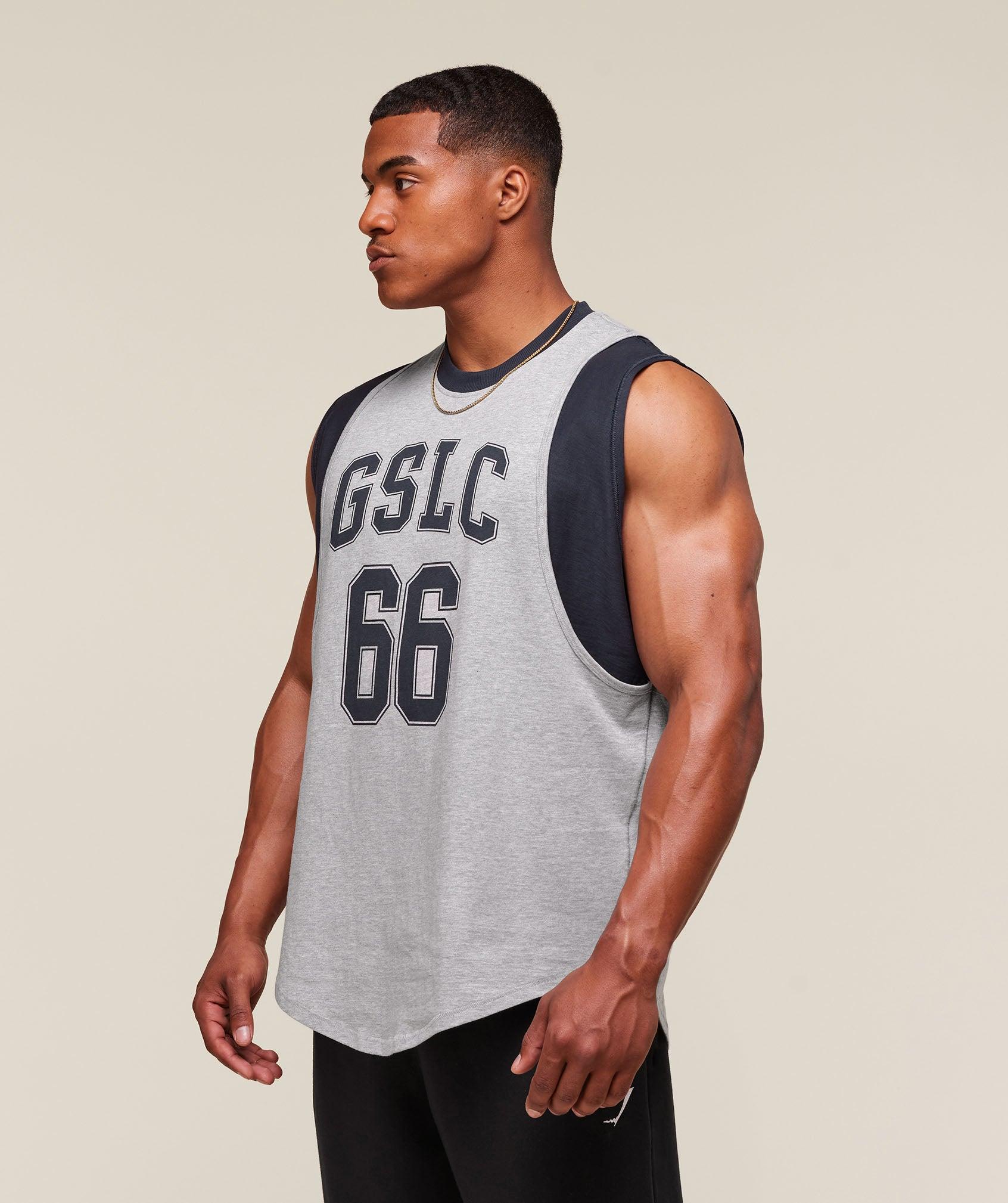 Gymshark GSLC 2in1 Reversible Tank - Light Grey Core Marl/Heavy Blue Male Product Image