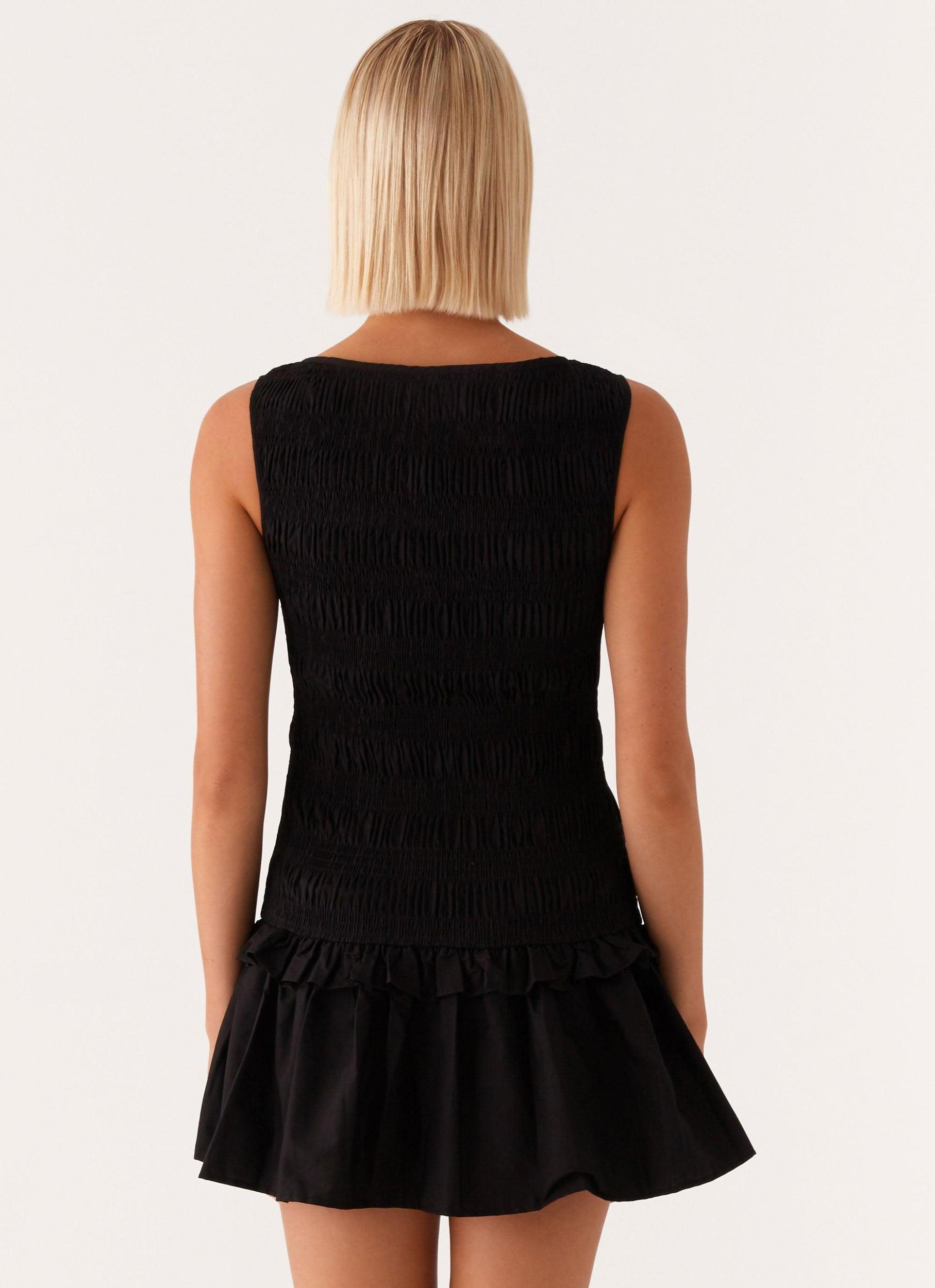 Garden Kisses Shirred Mini Dress - Black Product Image