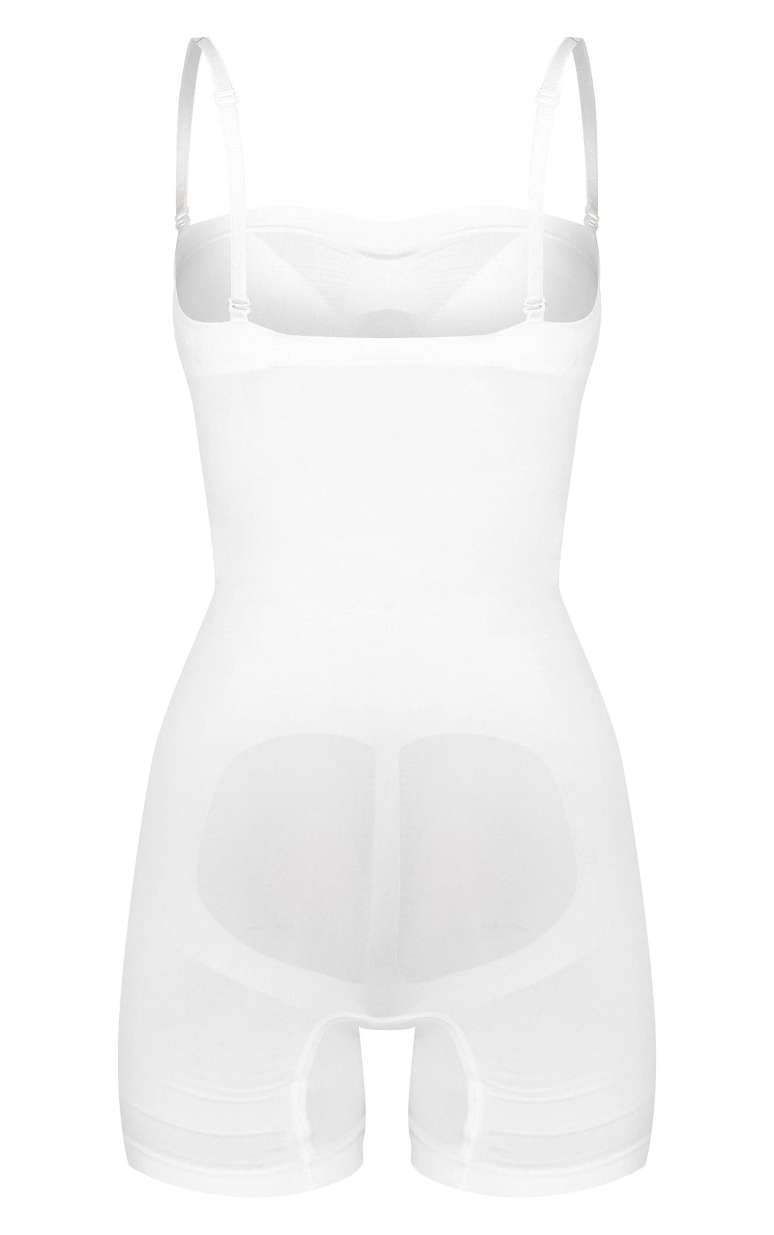White Bandeau Removable Strap Shapewear Bodysuit Product Image