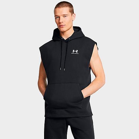 Under Armour Mens Under Armour Icon Fleece Sleeveless Hoodie - Mens Black/White Product Image