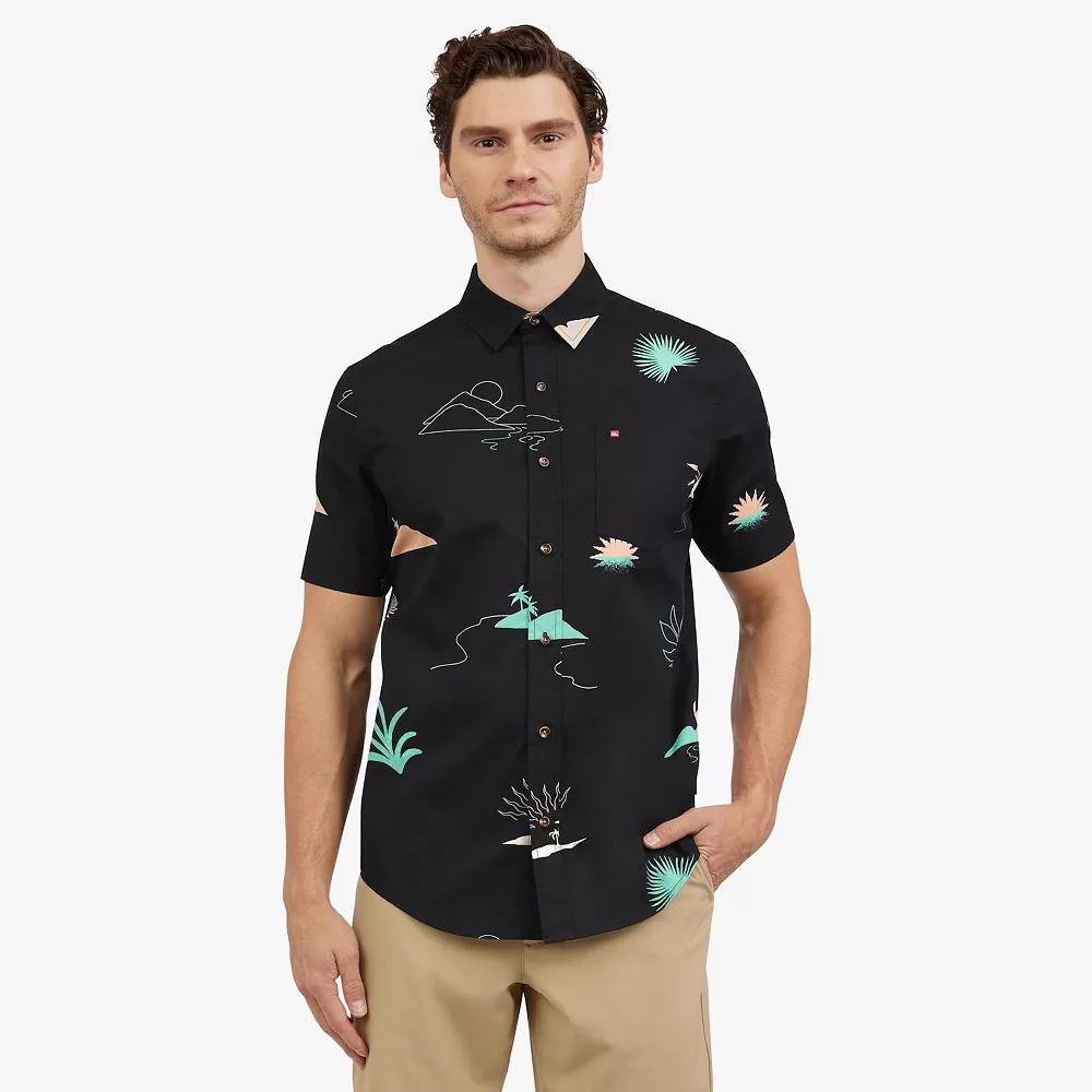 Men's Quiksilver Short Sleeve Button Down Shirt, Size: XL, Black Team Product Image