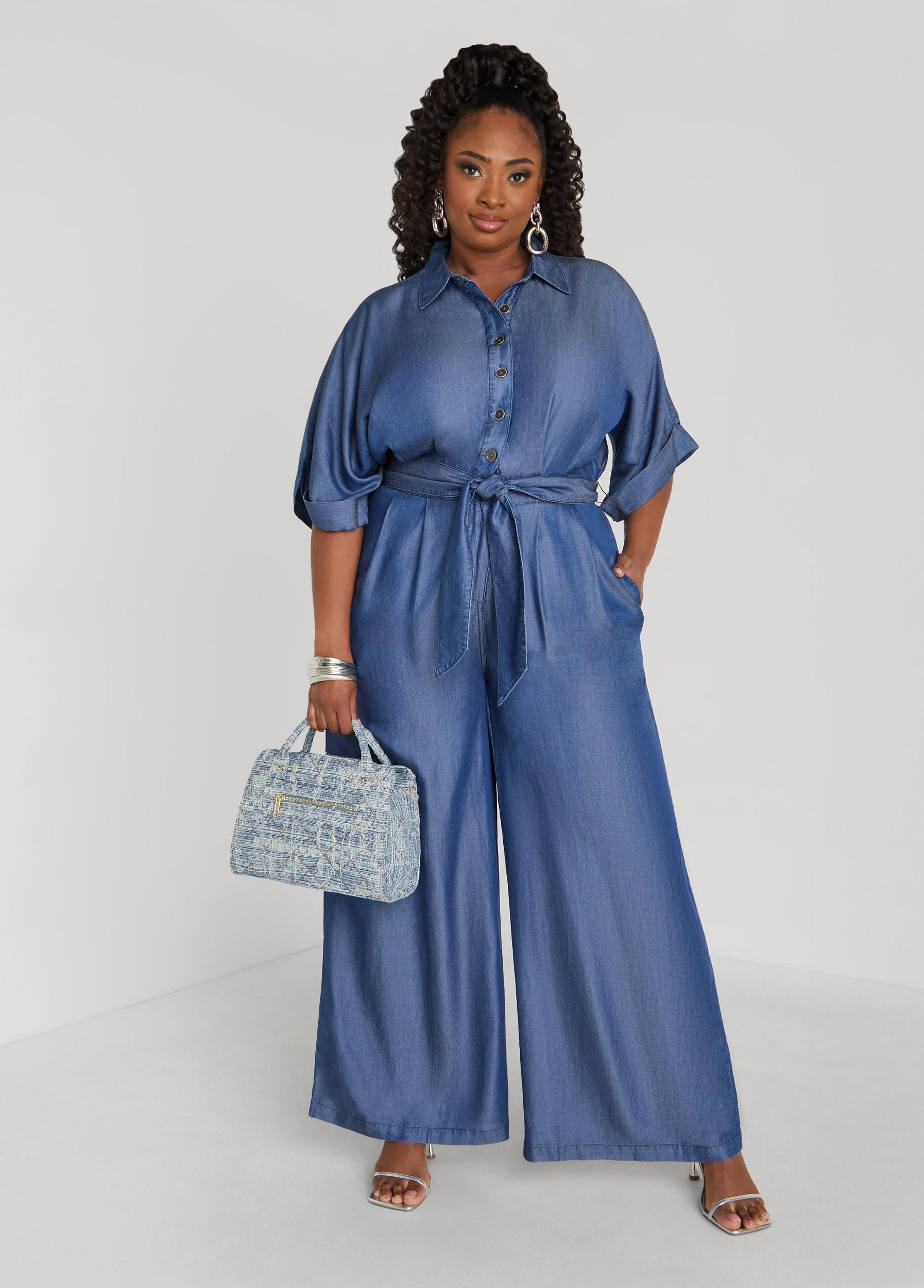Chambray Wide Leg Jumpsuit Product Image