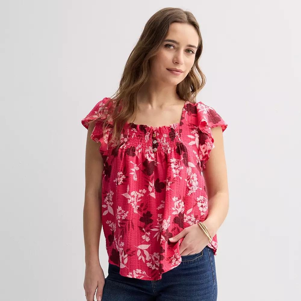 Women's Draper James Flutter Sleeve Smocked Top,  Product Image
