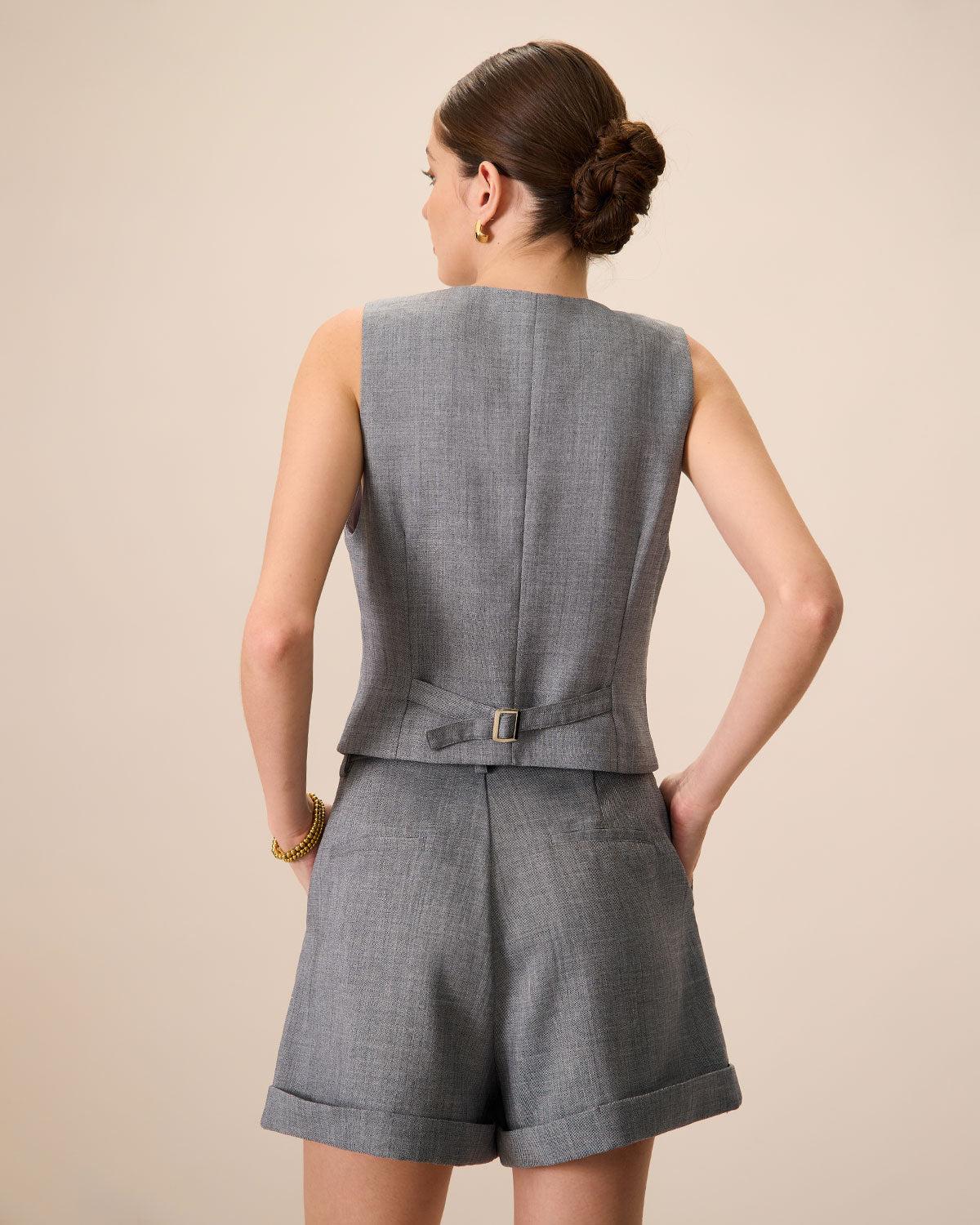 The Blue High-Waisted Pleated Shorts Product Image