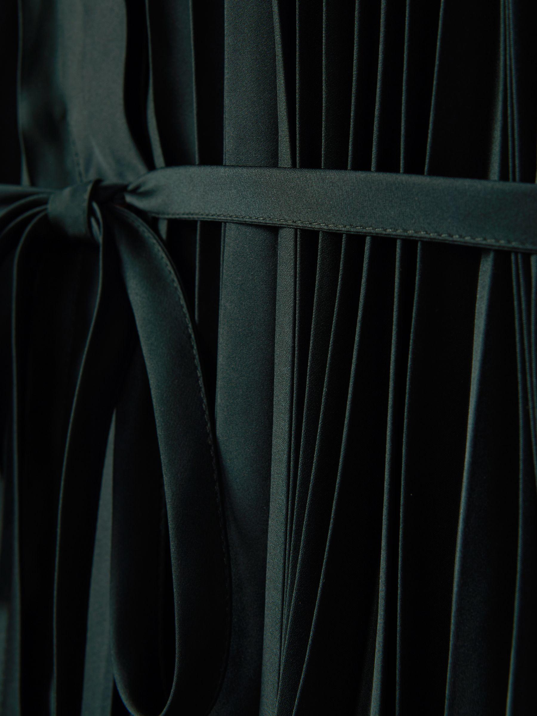 Pleated Belted Mini Dress in Green Product Image