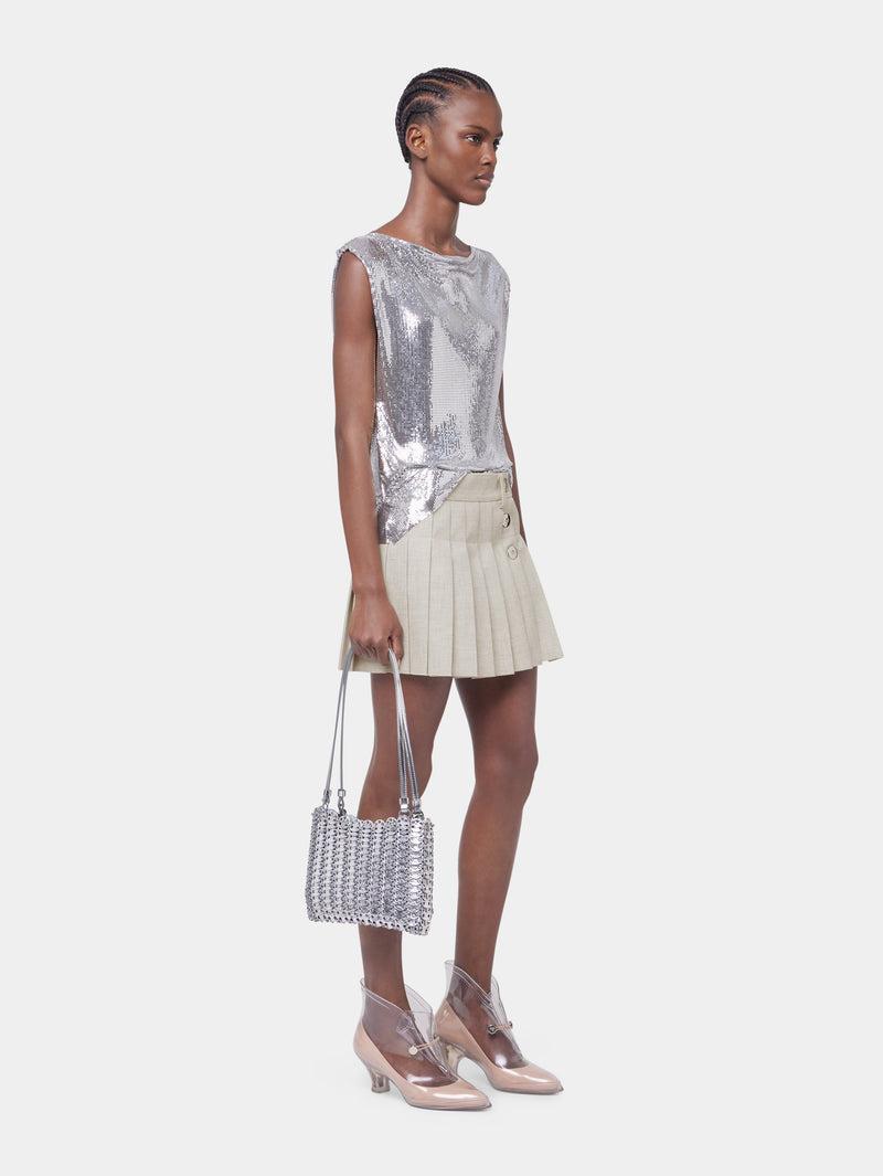 BEIGE MINI SKIRT IN MOTTLED WOOL Product Image