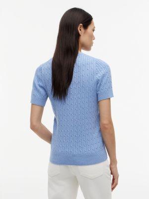 Short-Sleeve Cable Knit Sweater Product Image