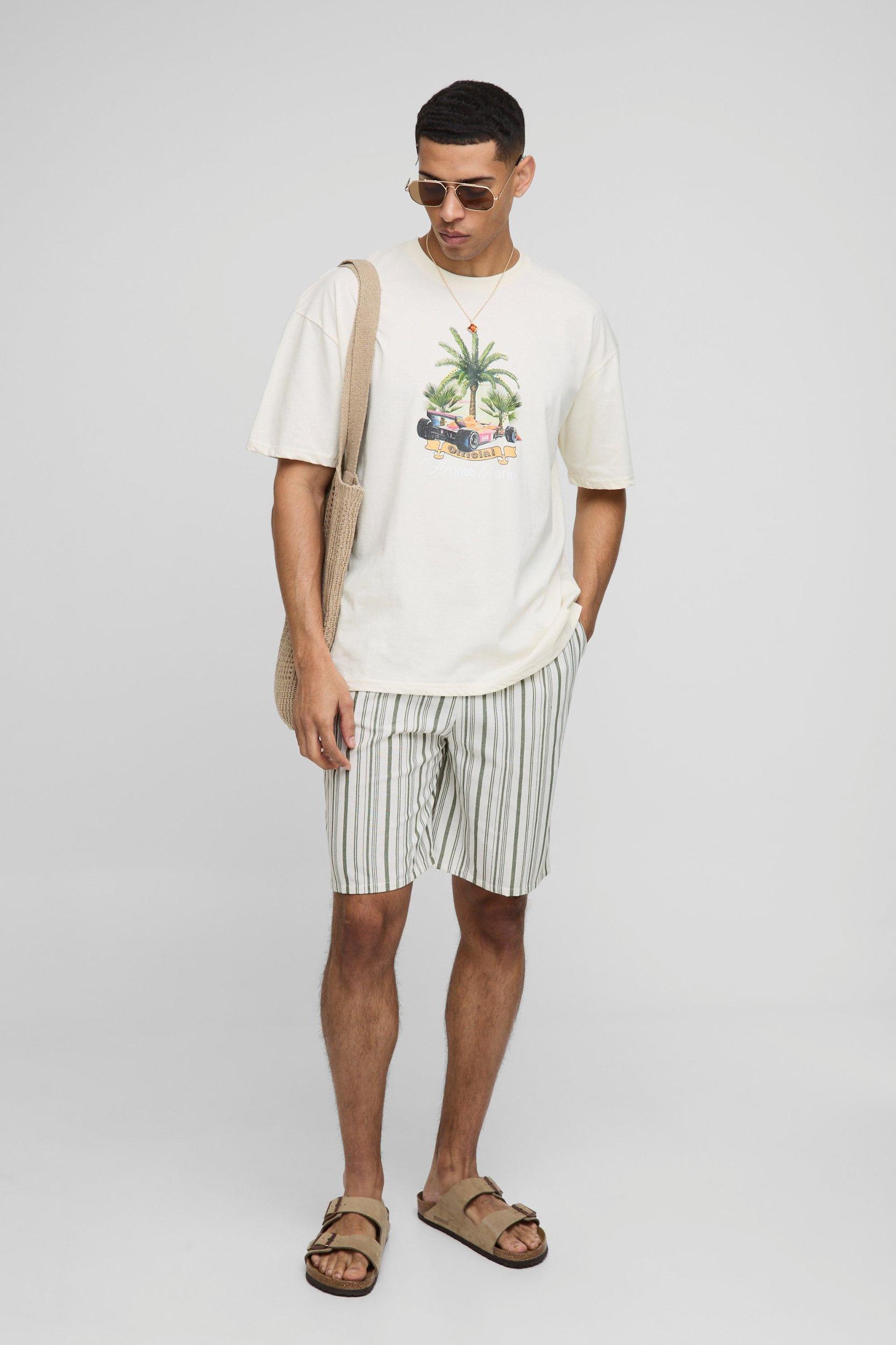 Oversized Palm Print Monte Carlo T-Shirt | boohooMAN USA Product Image
