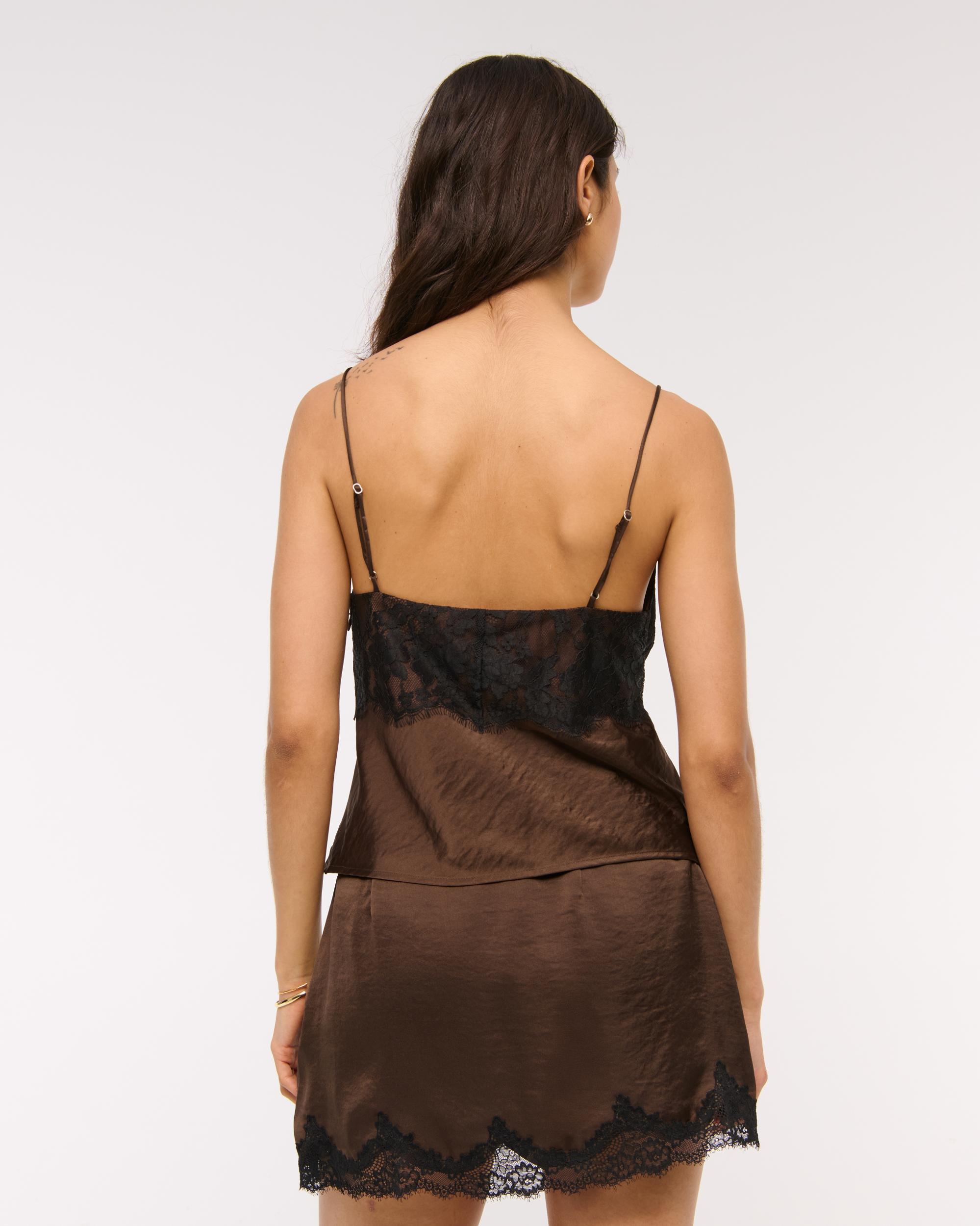 High Rise Lace & Satin Mini Skort Product Image