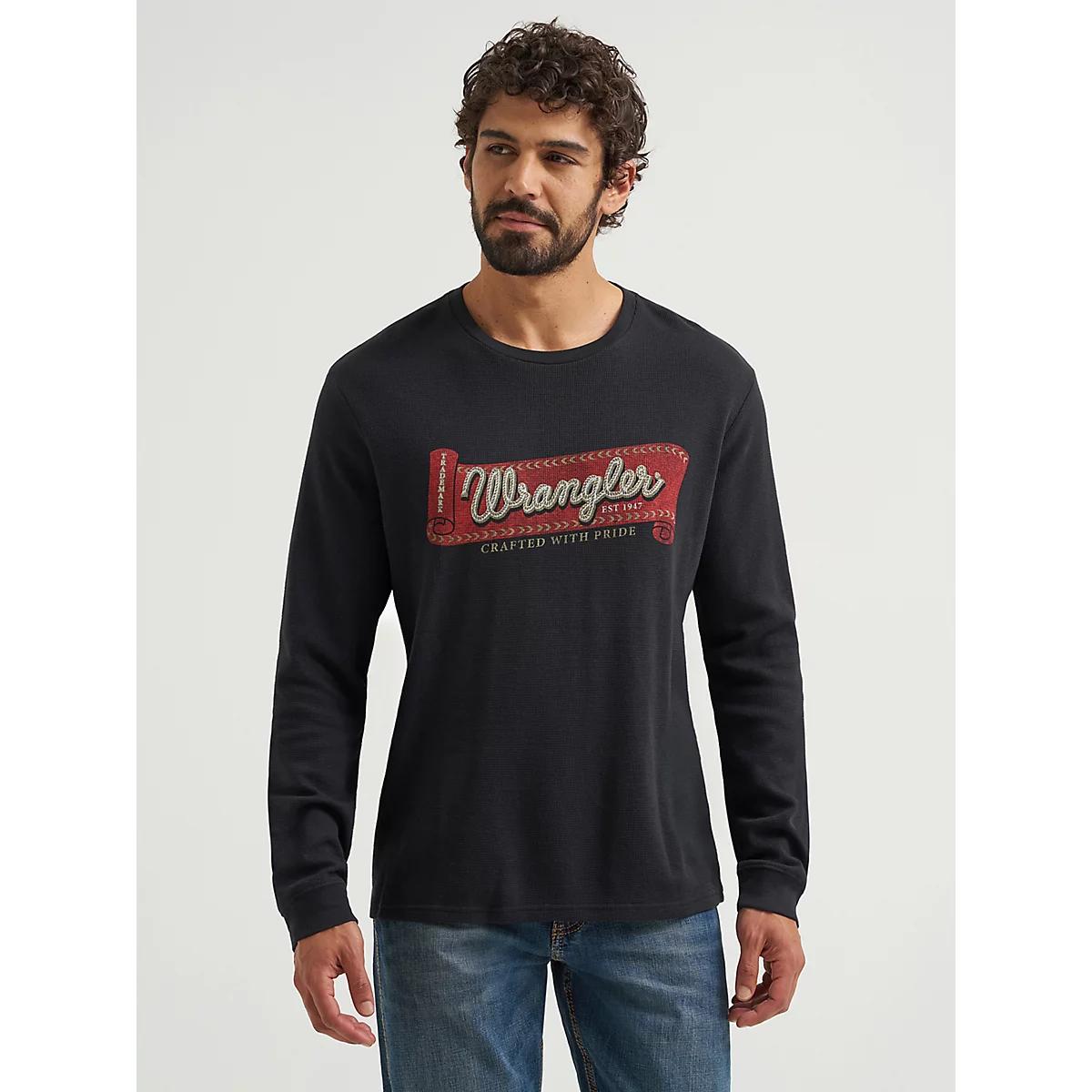 Men's Wrangler Graphic Thermal Long Sleeve T-Shirt in Jet Product Image
