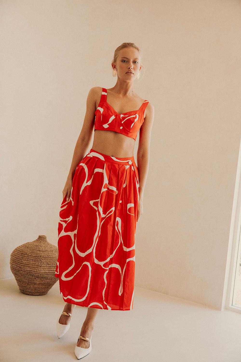 Dien Wrap Skirt - Evoke Red Product Image