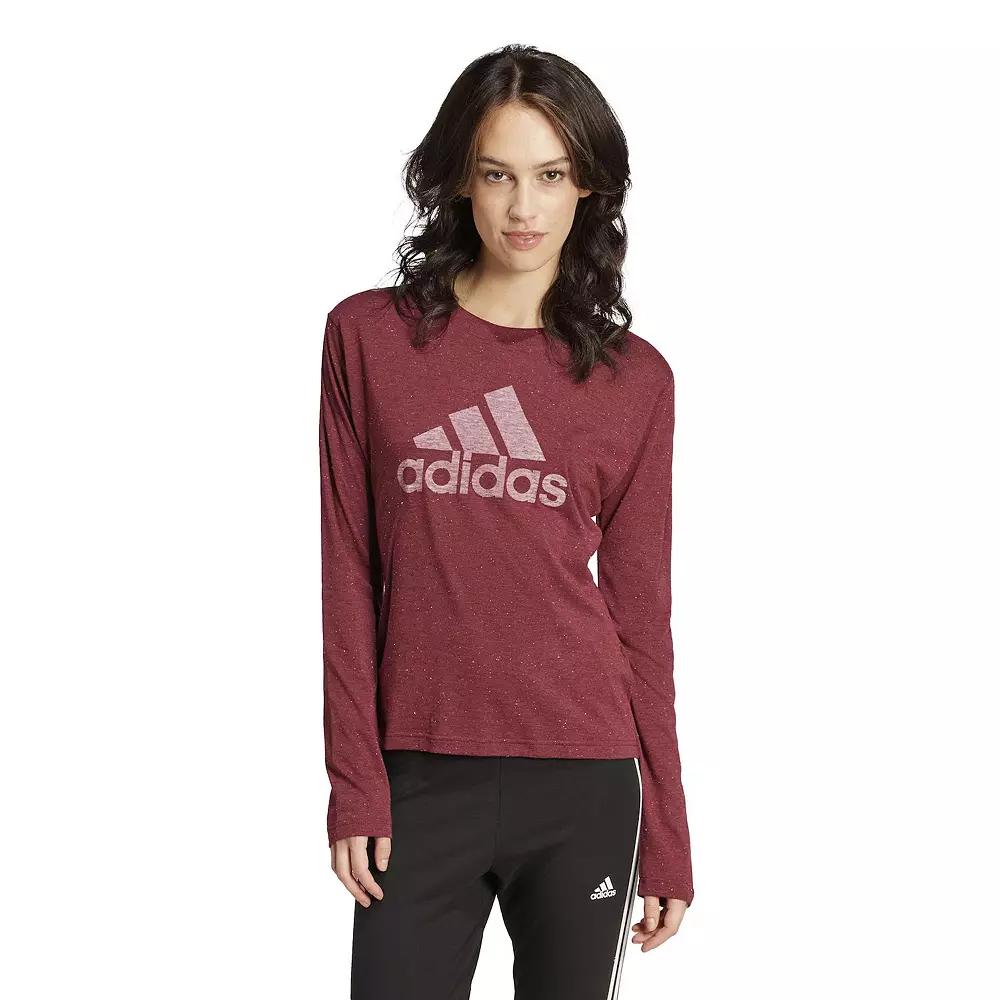 Women's adidas Winners Long Sleeve Tee, Size: XS, Shadow Red Product Image