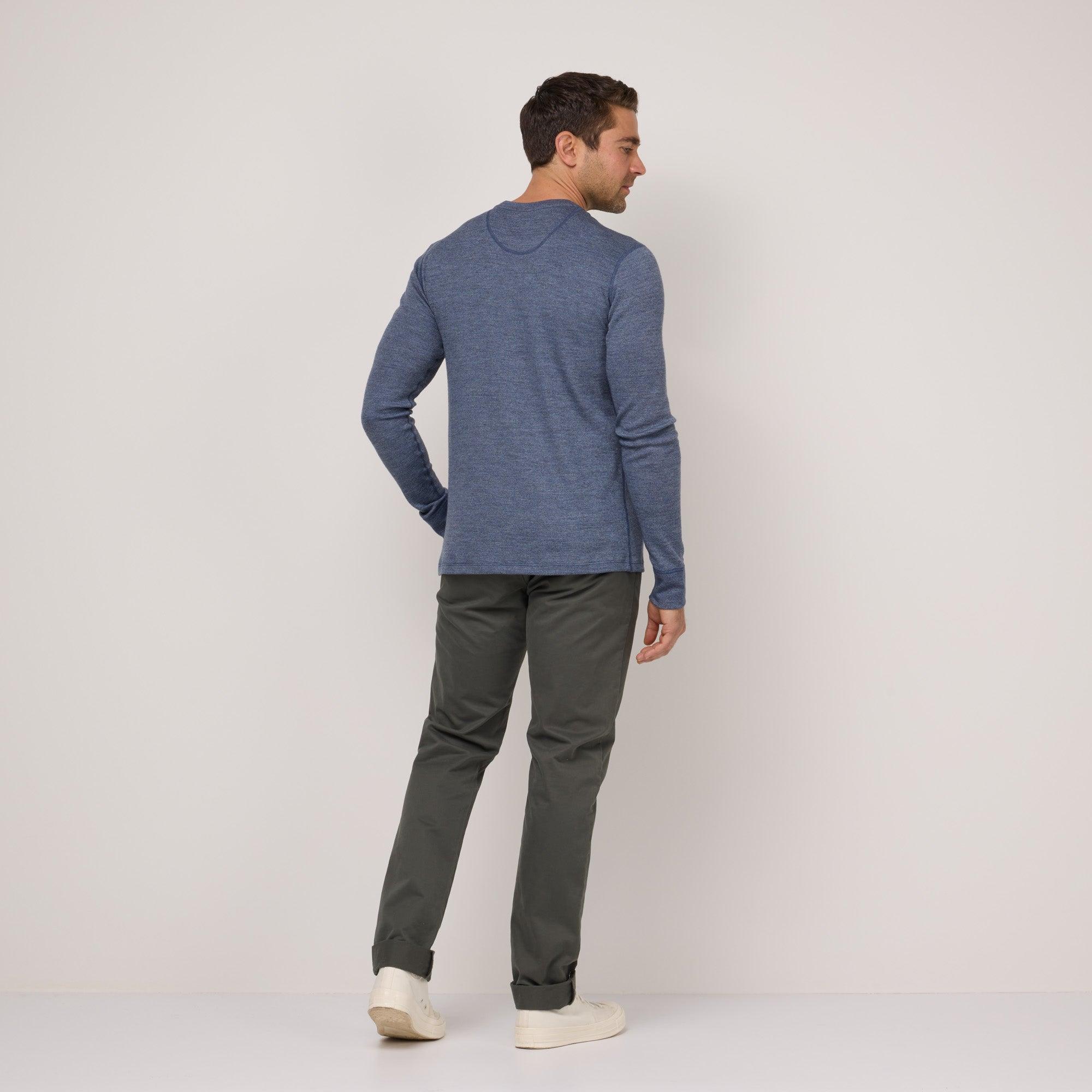 Merino Wool Waffle Henley | Aurora Blue Heather Product Image