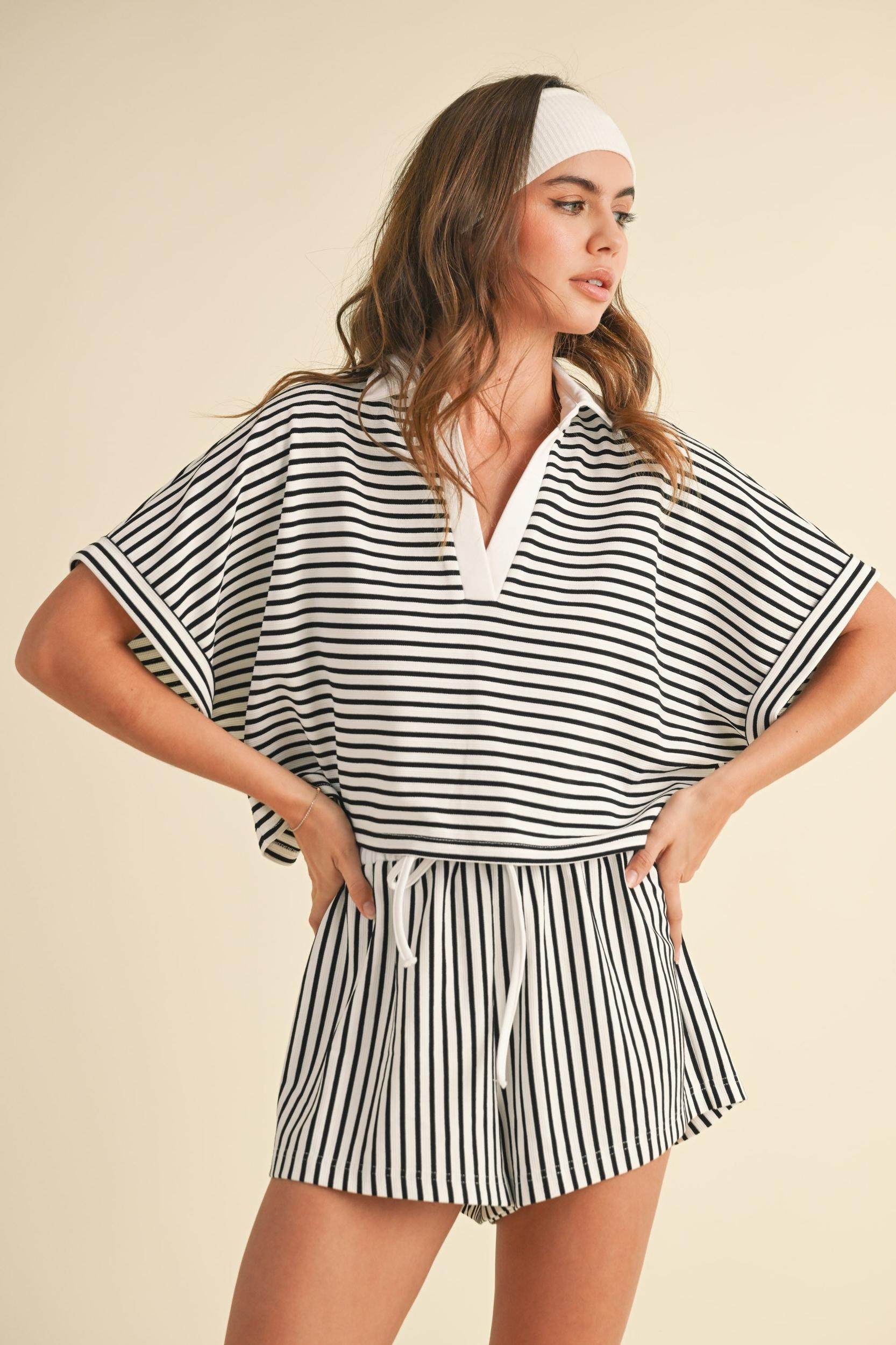 Striped Polo Lounge Set Product Image