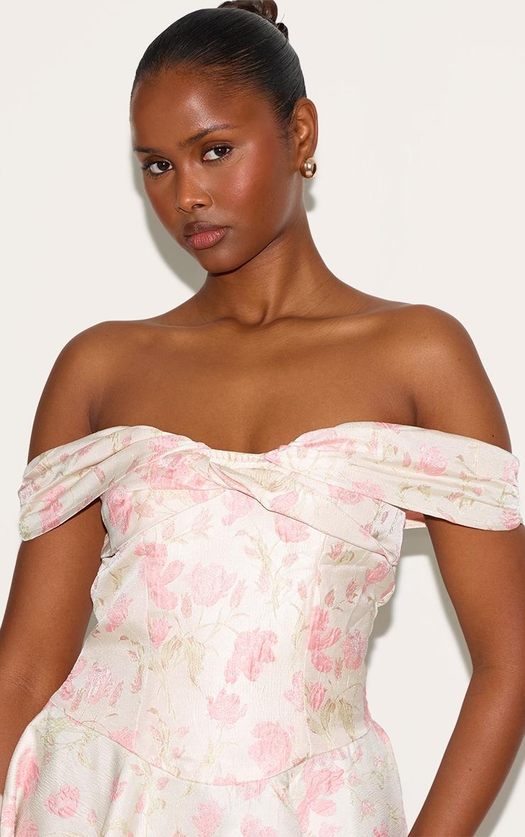 Pink Bardot Jacquard Shift Dress Product Image