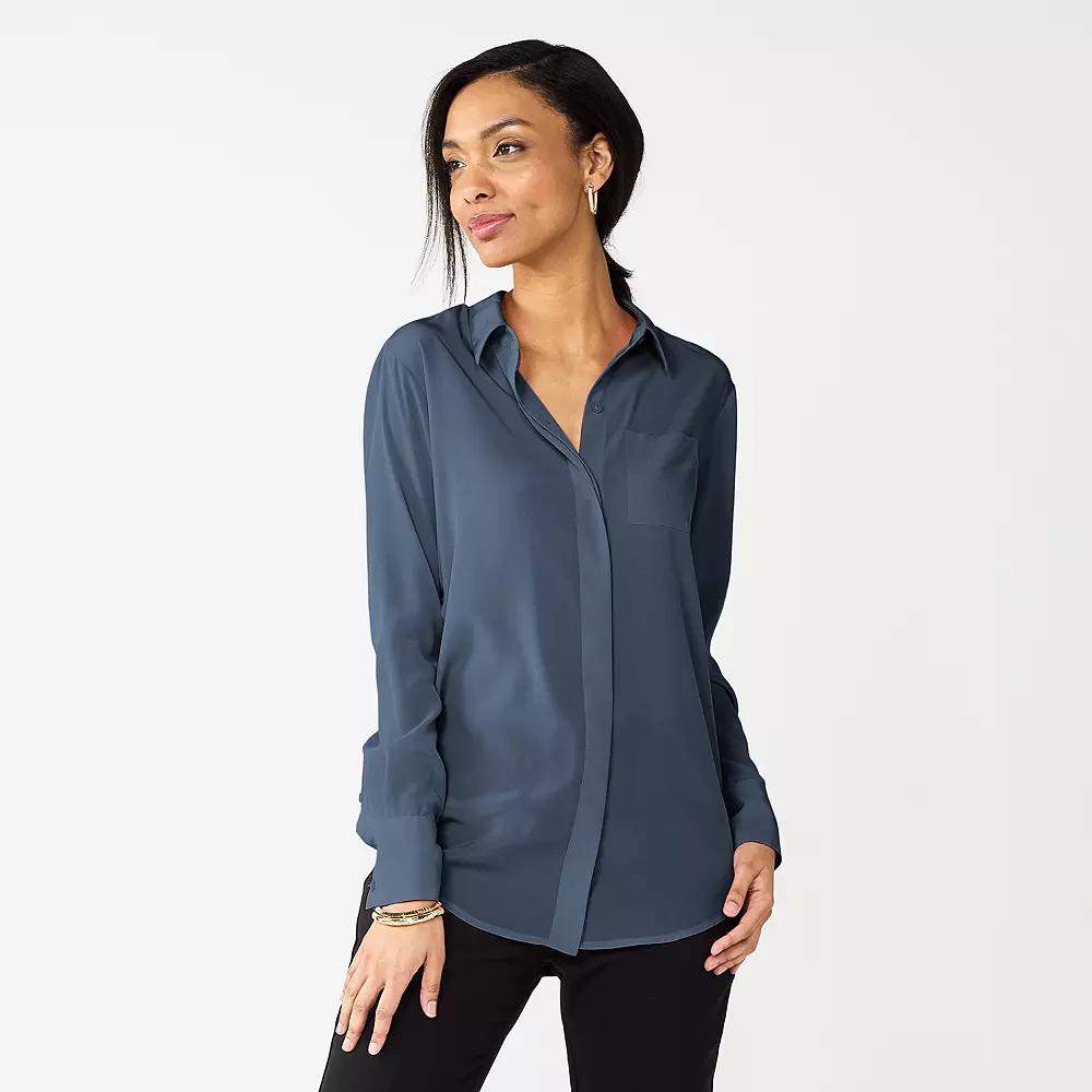 Women's Nine West Drapey Button Down Shirt,  Product Image