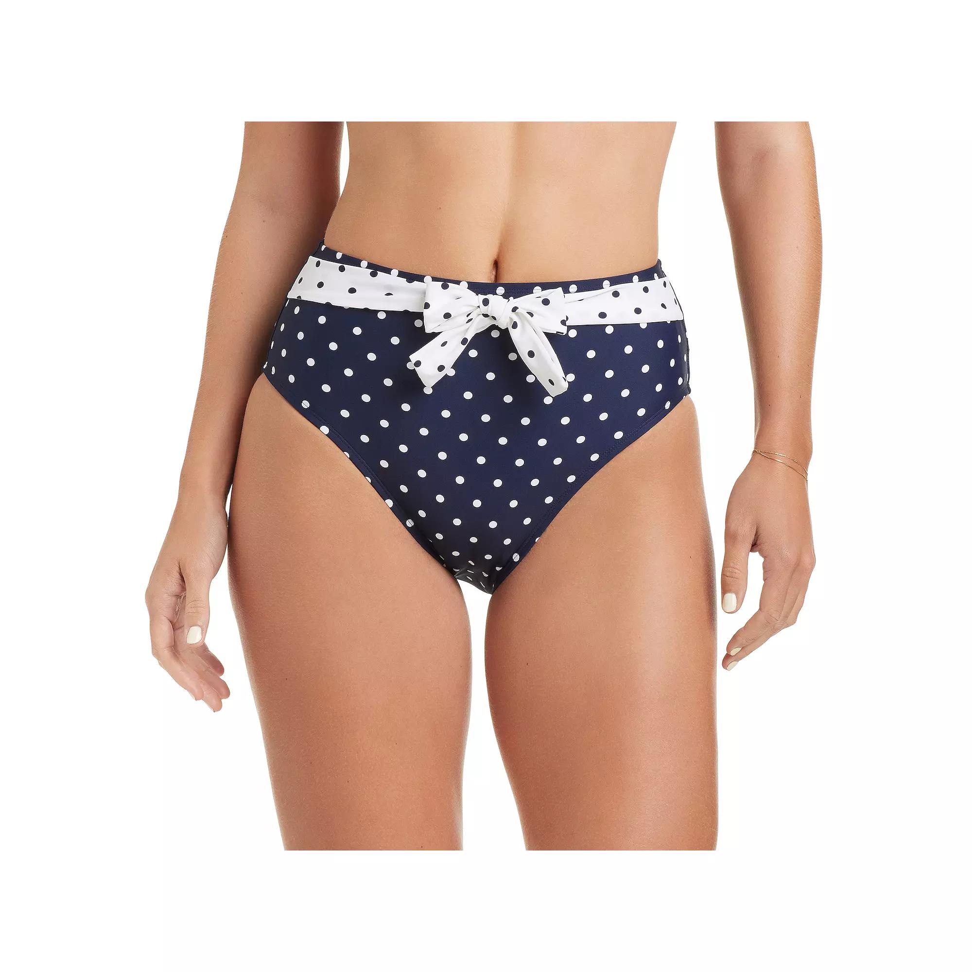 Women's Draper James Ribbon Belt High-Waist Swim Bottoms, Size: Large, Dot Product Image