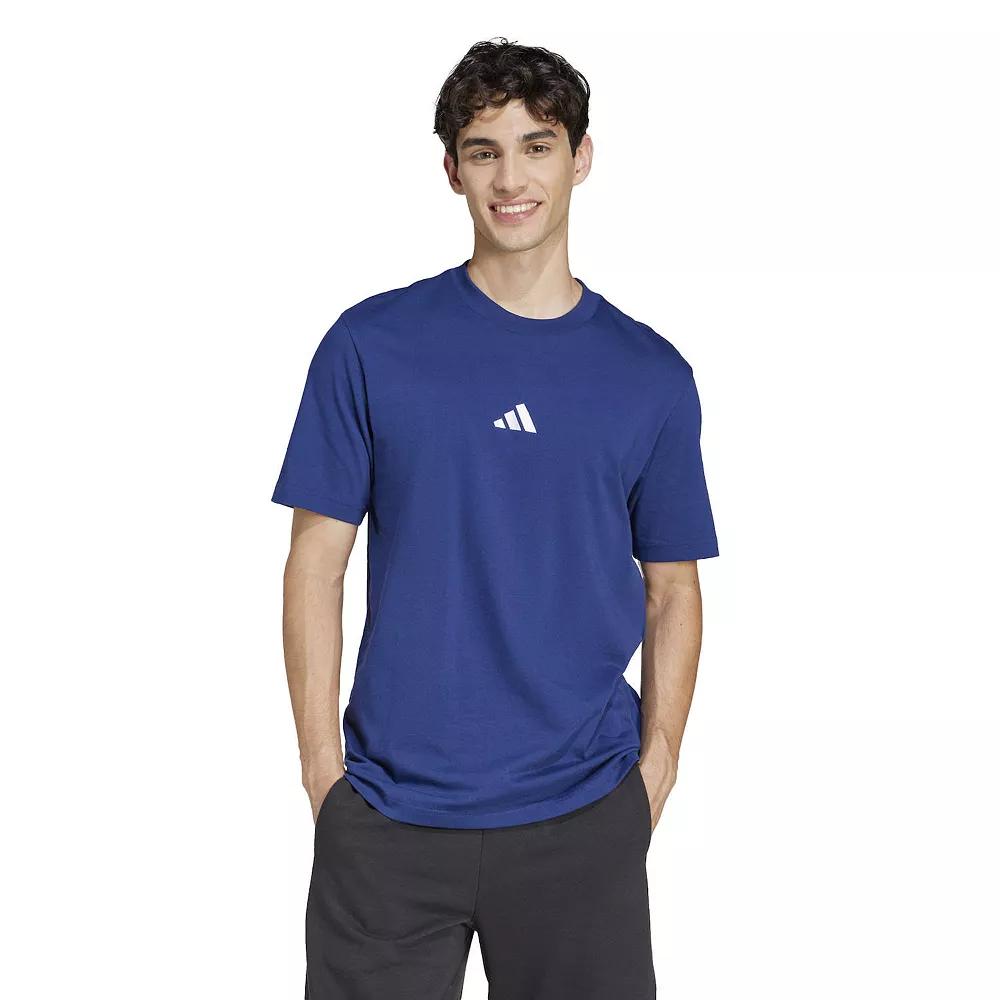 adidas Essentials Small Logo Single Jersey Tee Dark Blue 2XL Mens Product Image
