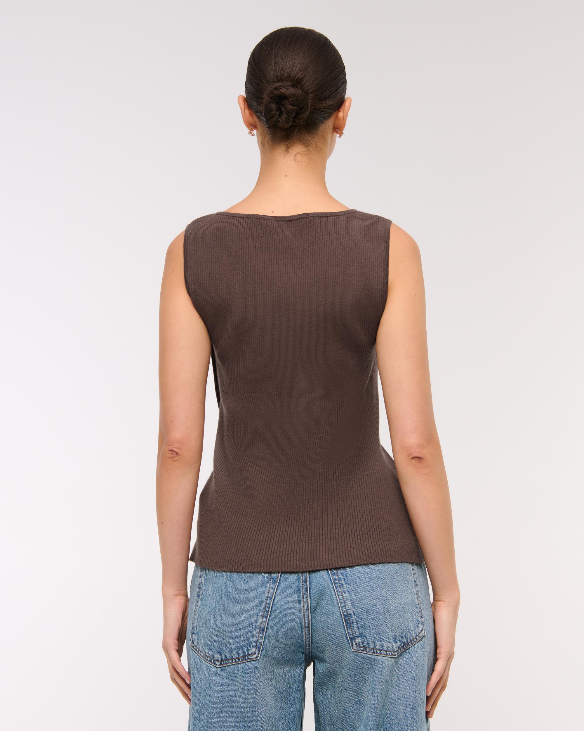 Asymmetrical Button Sweater Tank Product Image