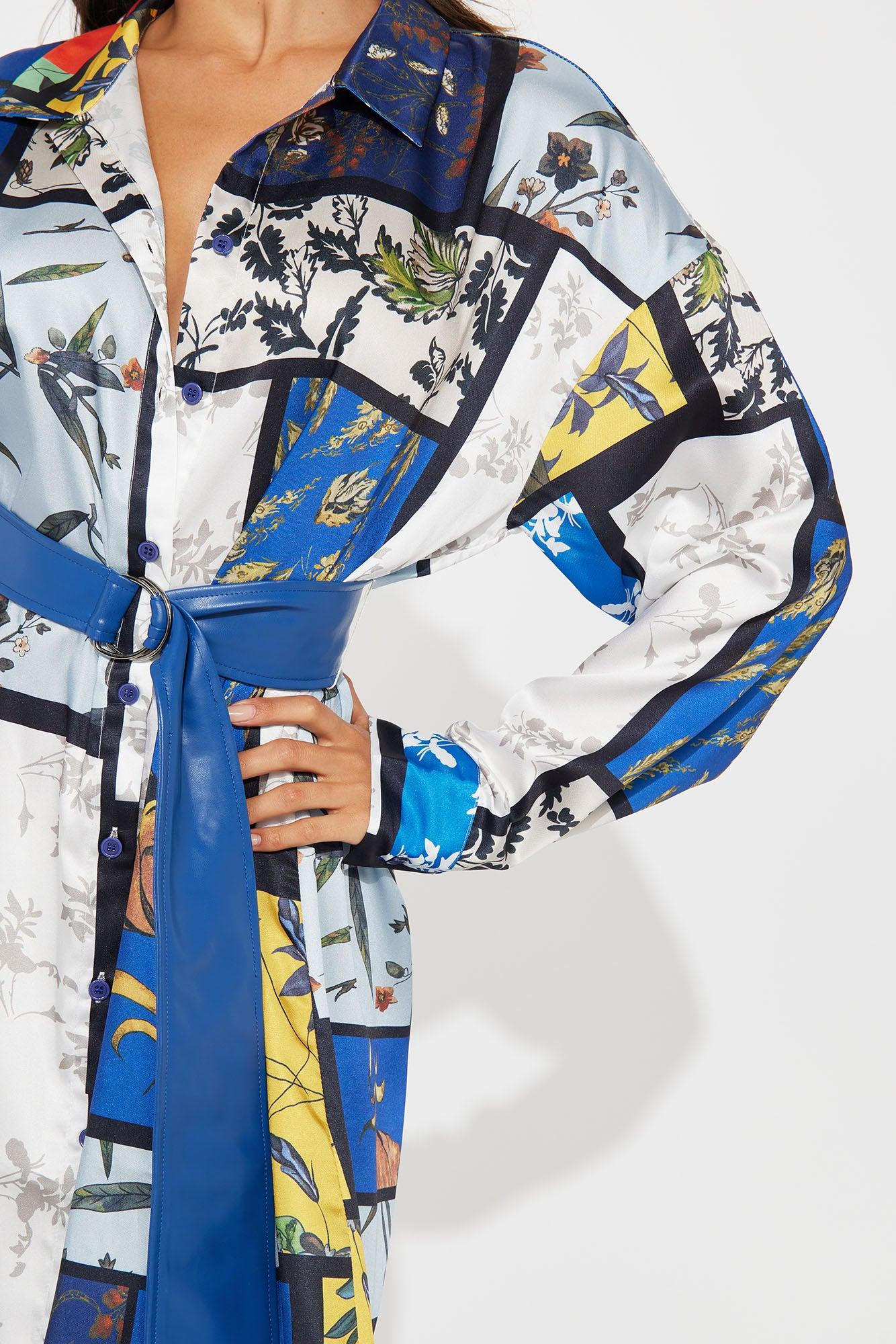 Shay Satin Mini Dress - Blue/combo Product Image