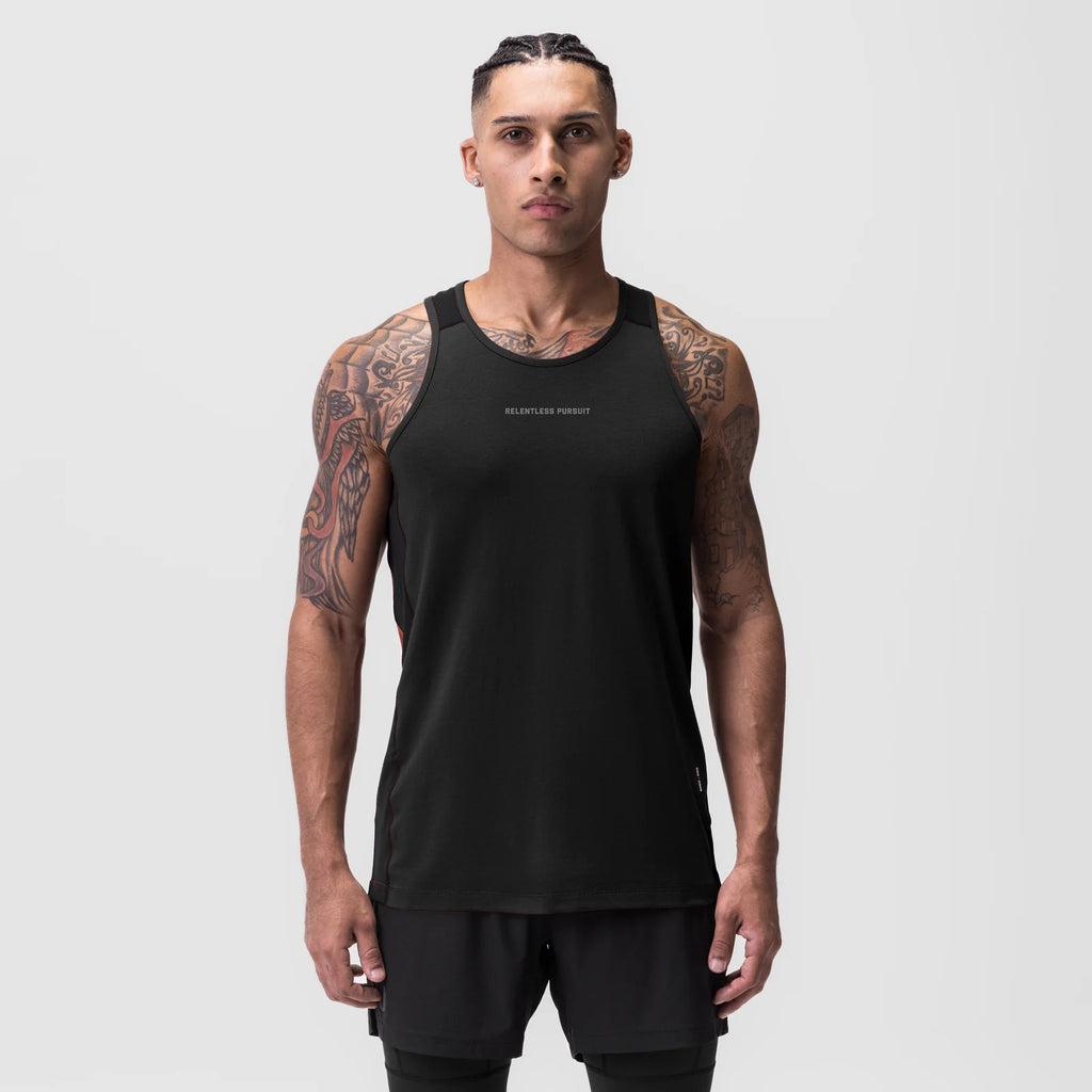 0809. Supima® Mesh Panel Training Singlet - Black "RP" Product Image