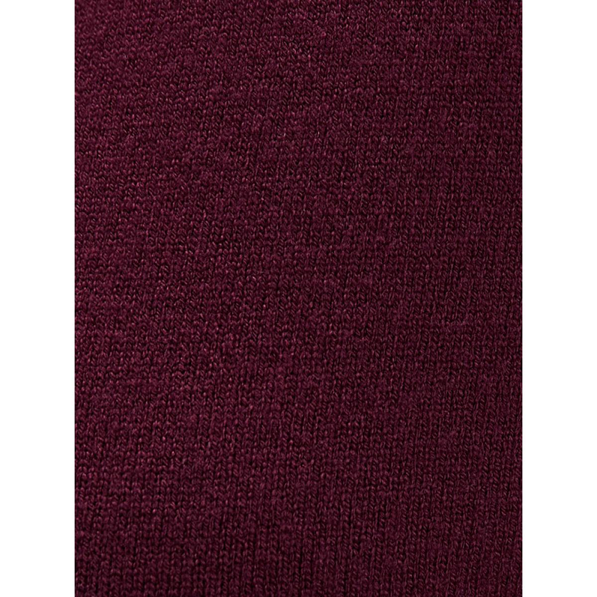 Plus Size Solid Soft Sexy Yarn Knit Knotted Neck Knit Top Scarlet Women Elegant Long Sleeve Tie Neck Dailywear Pullovers BloomChic 12/L Product Image