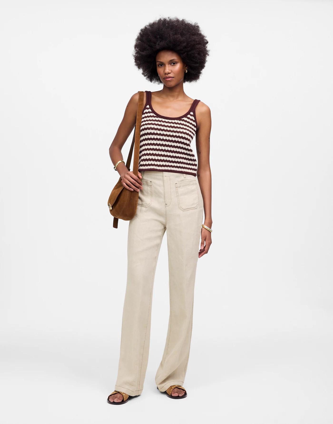 Patch Pocket Flare Pant in 100% Linen Product Image