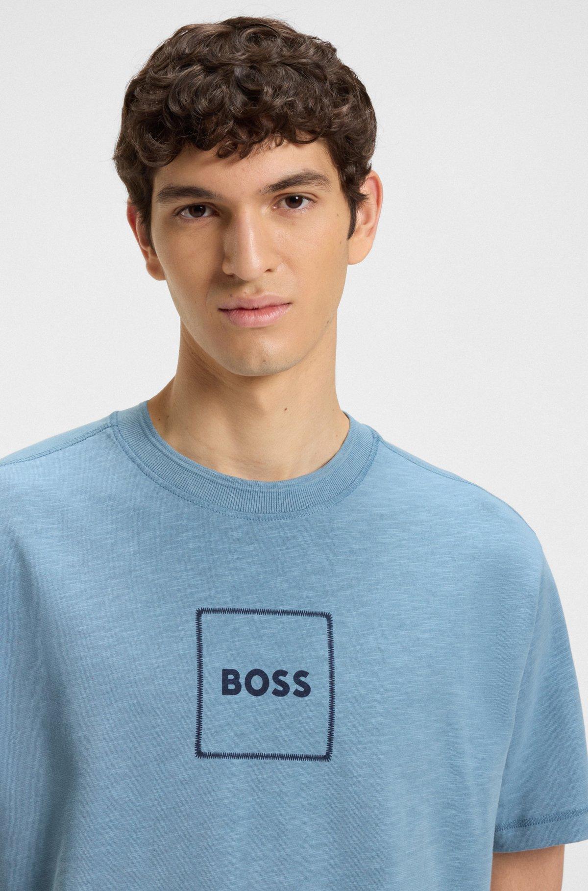 Slub-cotton T-shirt with logo print Product Image